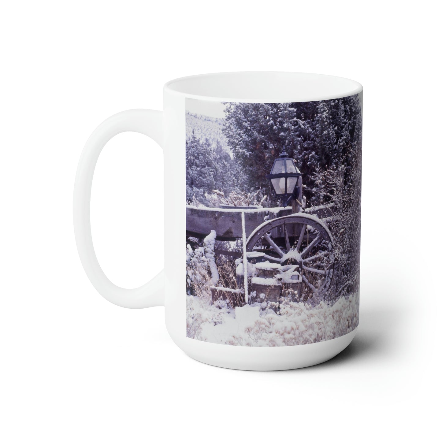Vintage Winter Wagon Ceramic Mug 15oz