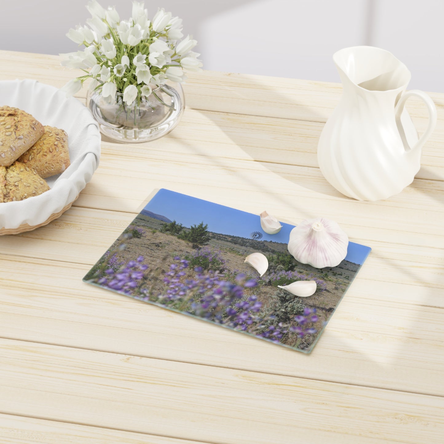 High Desert Lupine & Windmill Cutting Board Dishwasher Safe