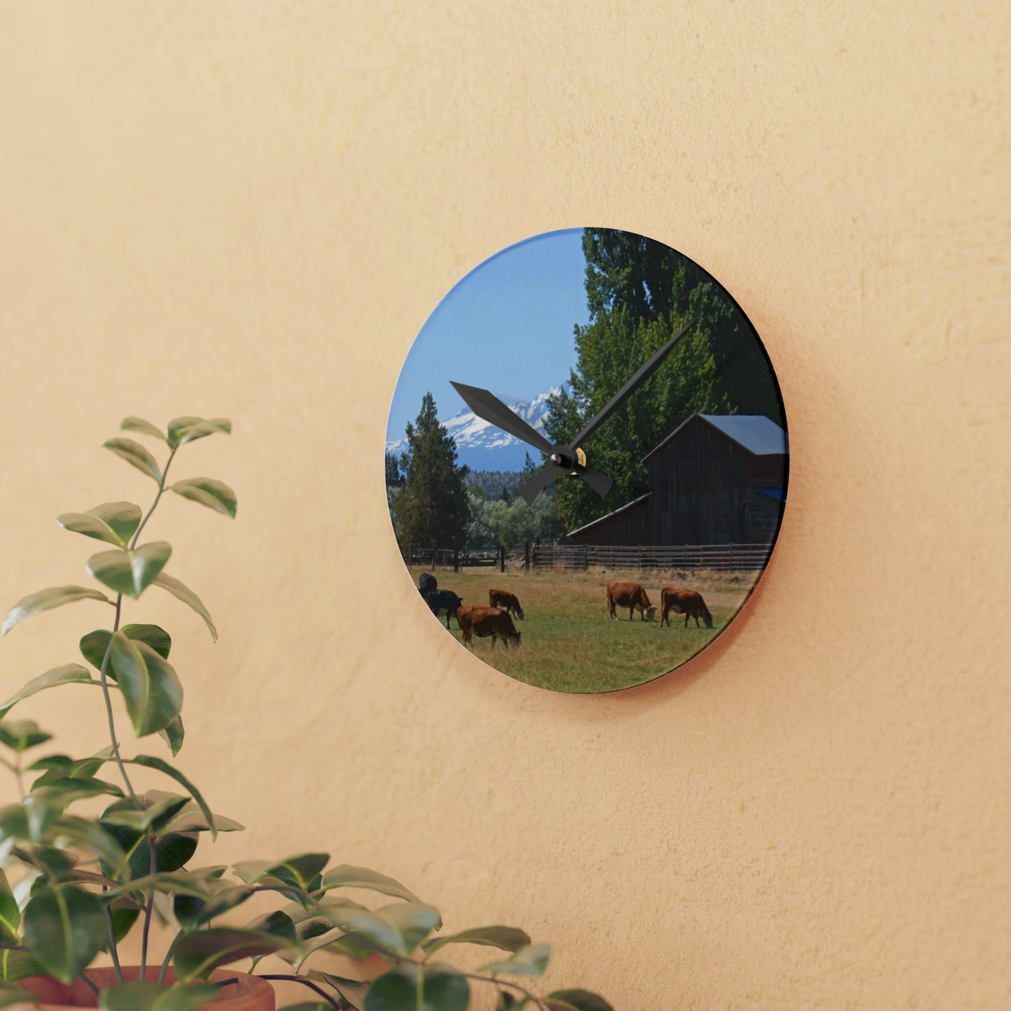 Picturesque Cattle Acrylic Wall Clock