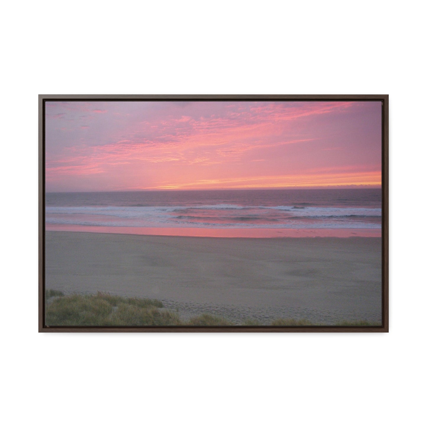 Pink Ocean Sunset Gallery Canvas Wraps Framed