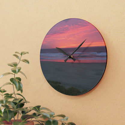 Pink Ocean Sunset Acrylic Wall Clock