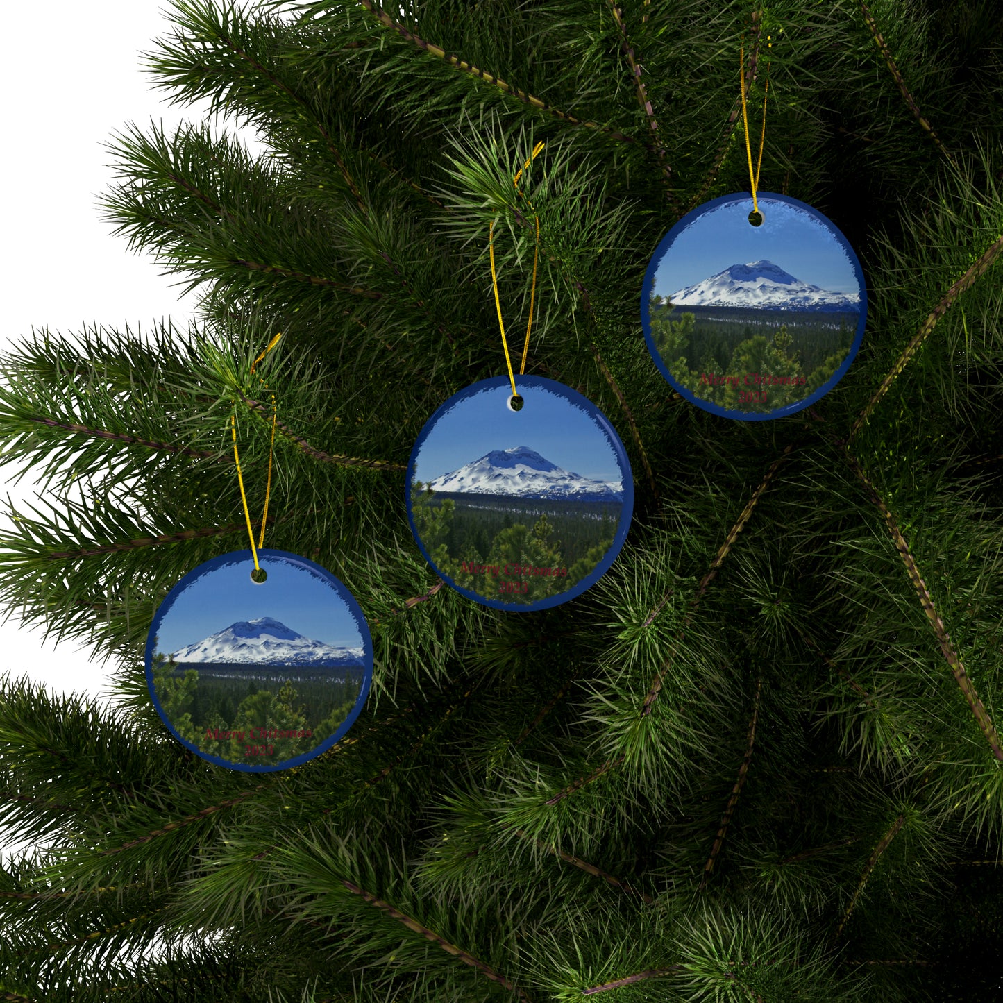 Winter South Sister Merry Christmas 2023 Ceramic Ornaments