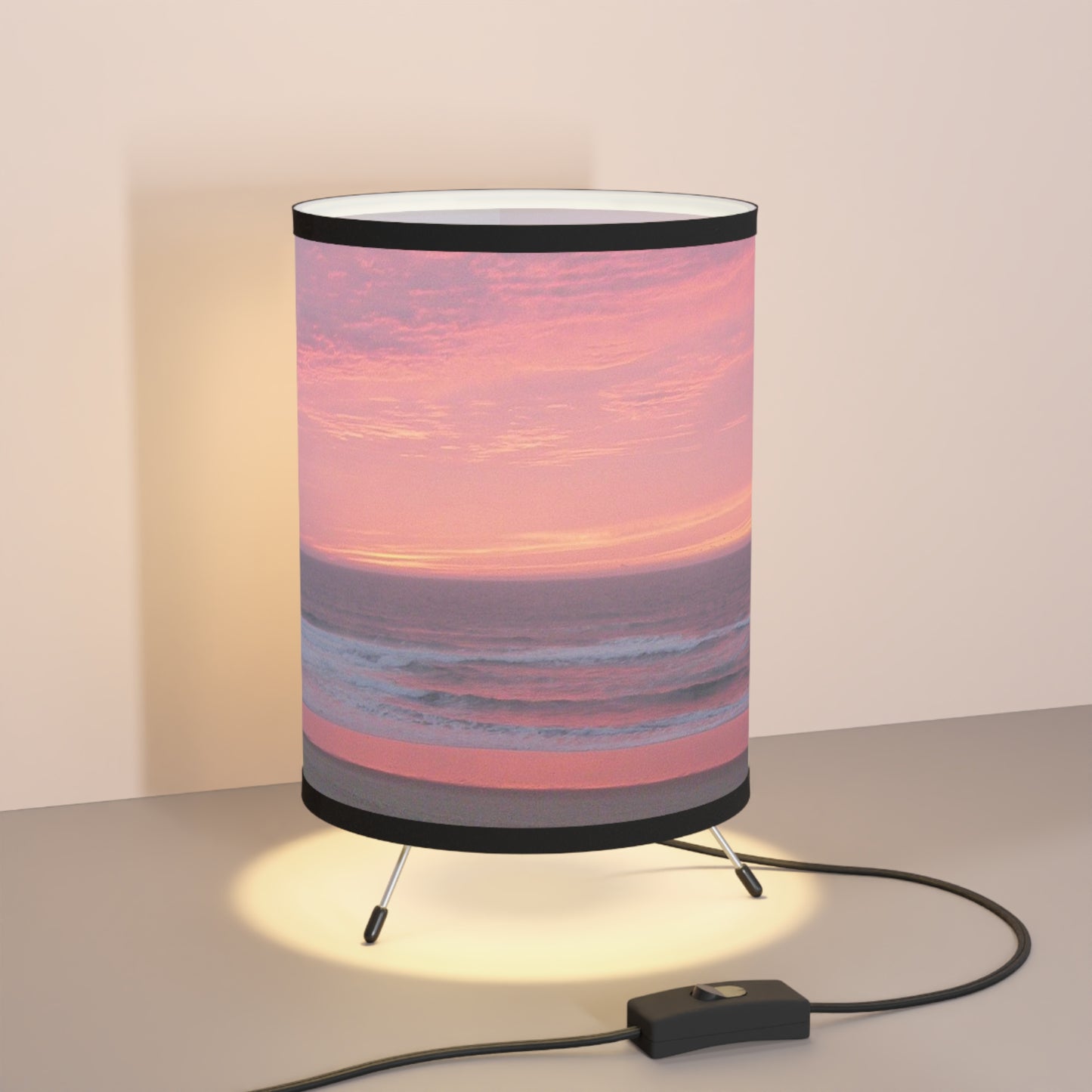 Pink Ocean Sunset Tripod Lamp