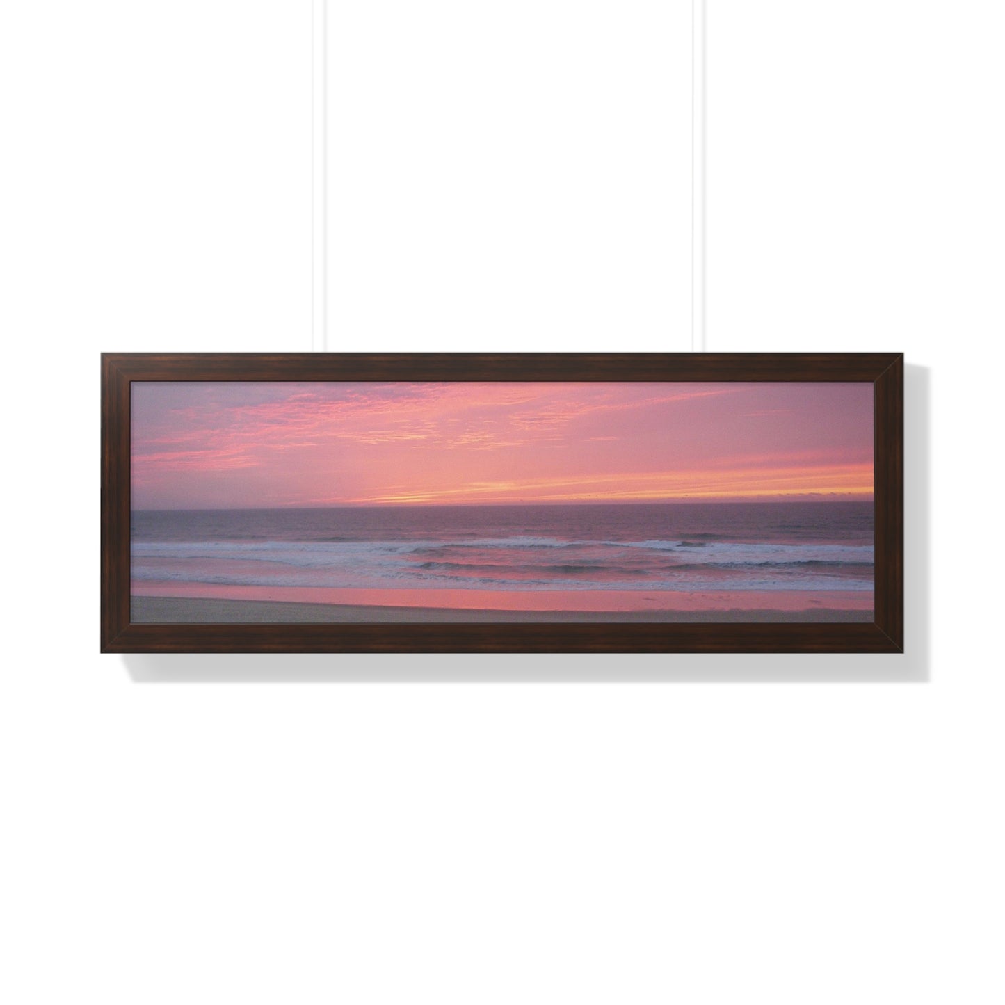 Pink Ocean Sunset Framed Horizontal Poster