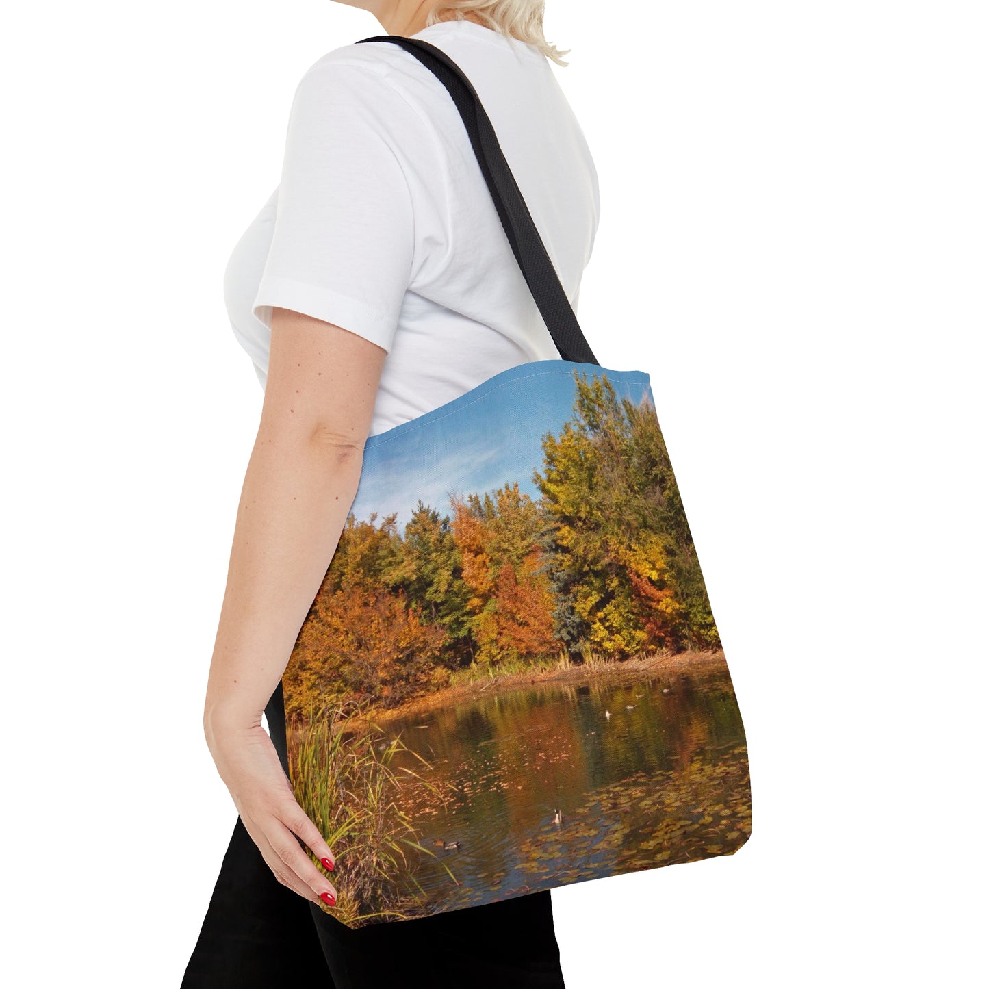 Autumn Duck Pond Tote Bag