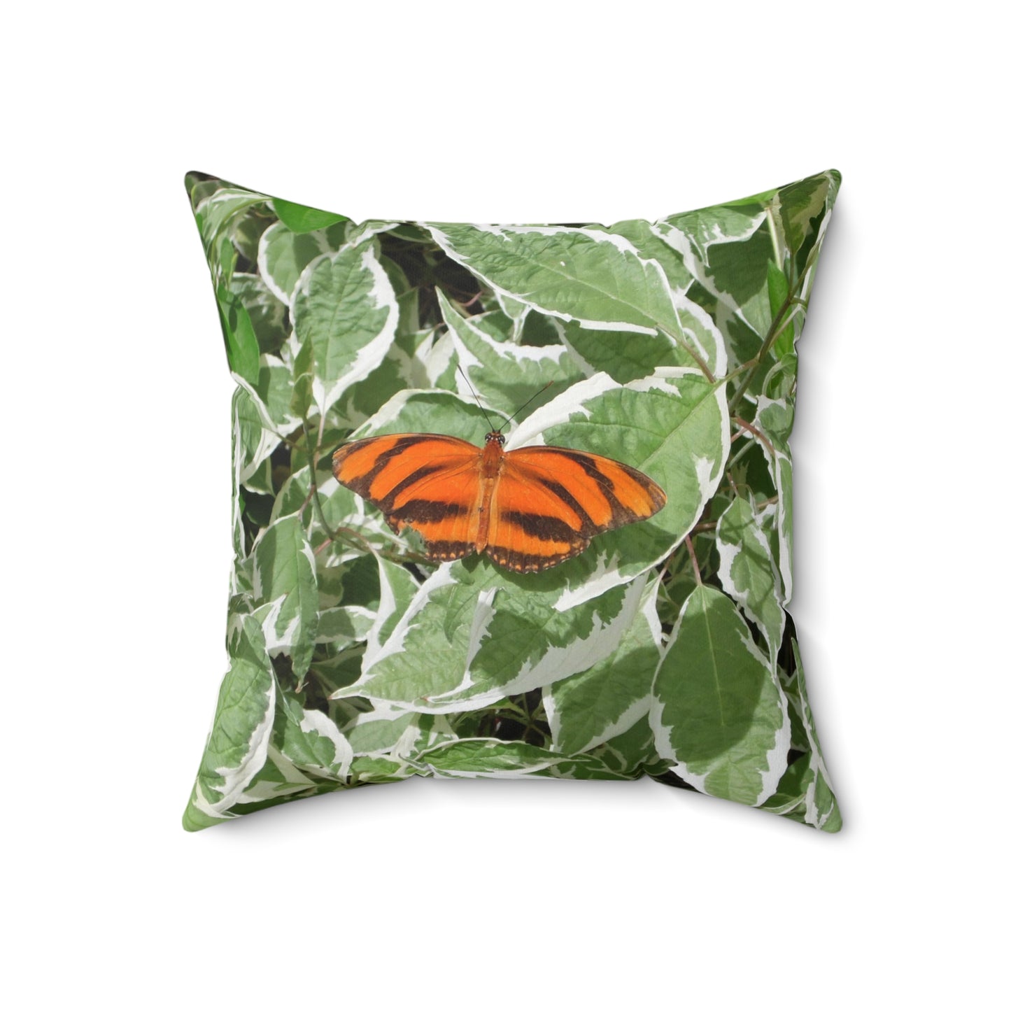 Leaves & Butterfly Spun Polyester Square Pillow