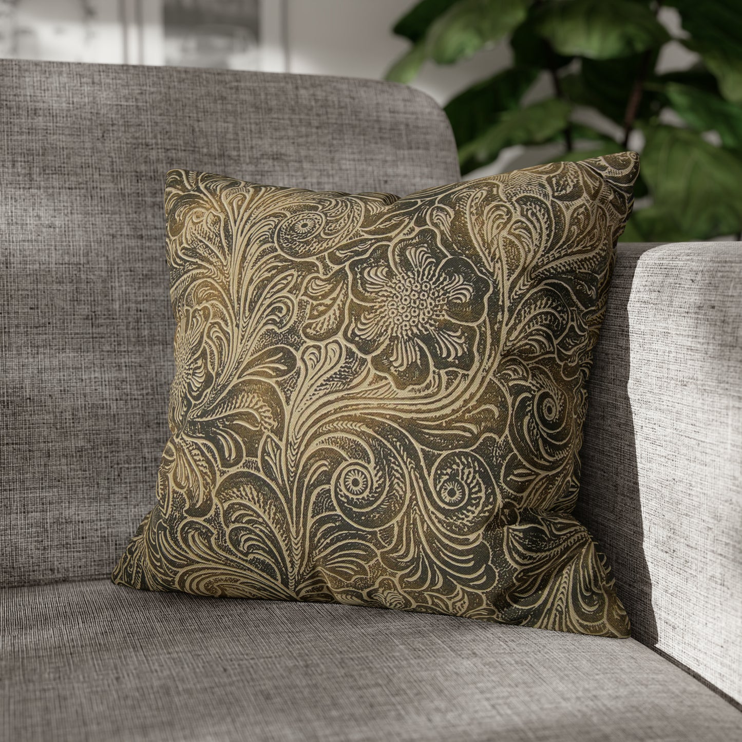 Western Leather Print Spun Polyester Pillow Case