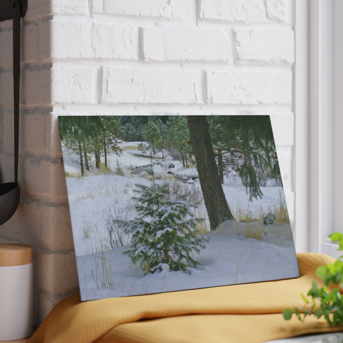 Christmas Tree Creek Glass Cutting Board Hand Wash