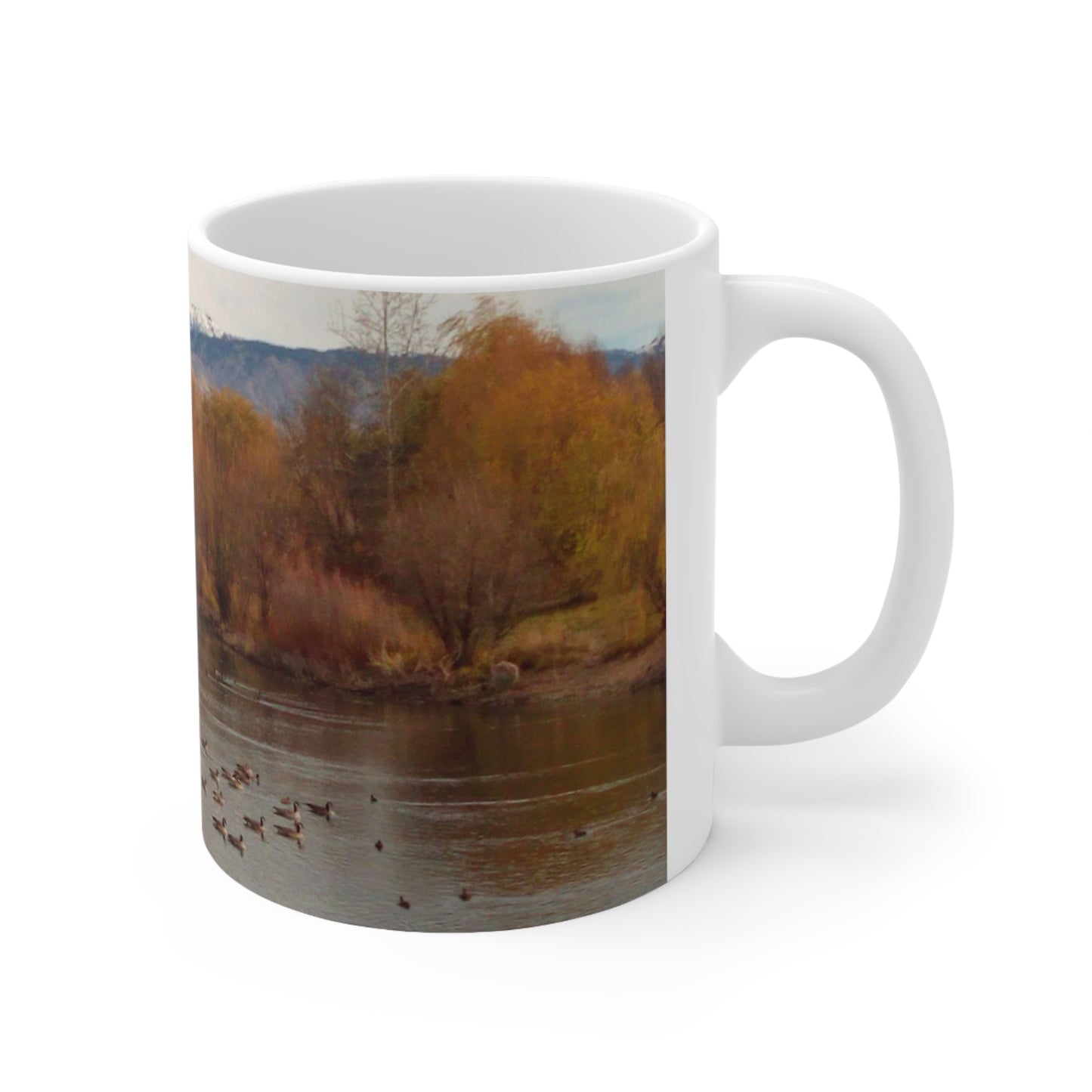 Autumn Pond with Geese Ceramic Mug 11oz