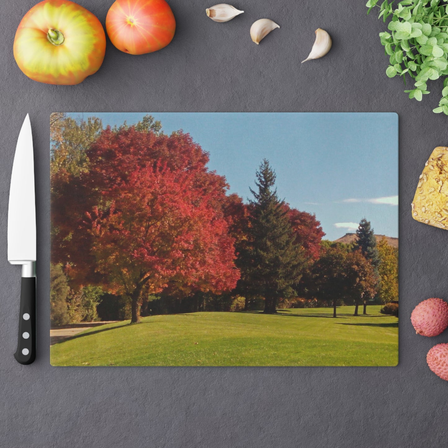 Autumn Lawn Cutting Board Dishwasher Safe
