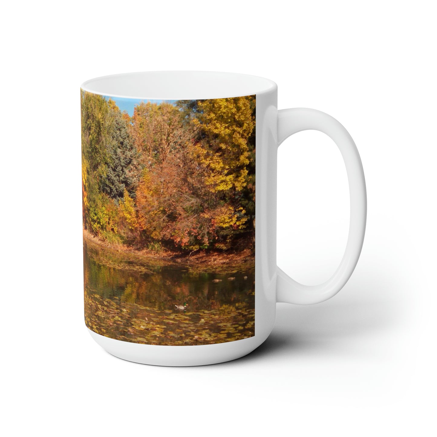 Autumn Duck Pond Ceramic Mug 15oz