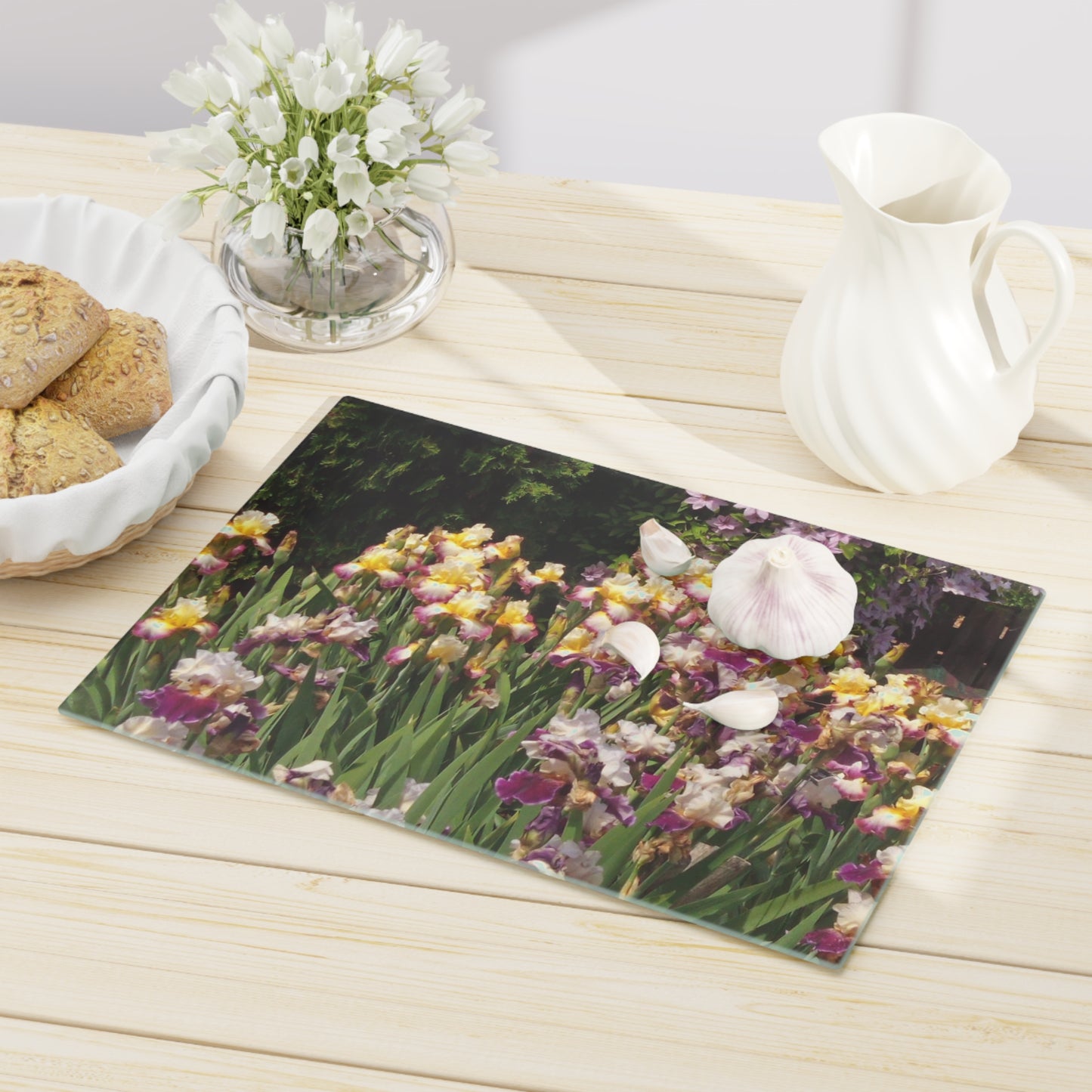 Sunny Iris Garden Cutting Board Dishwasher Safe