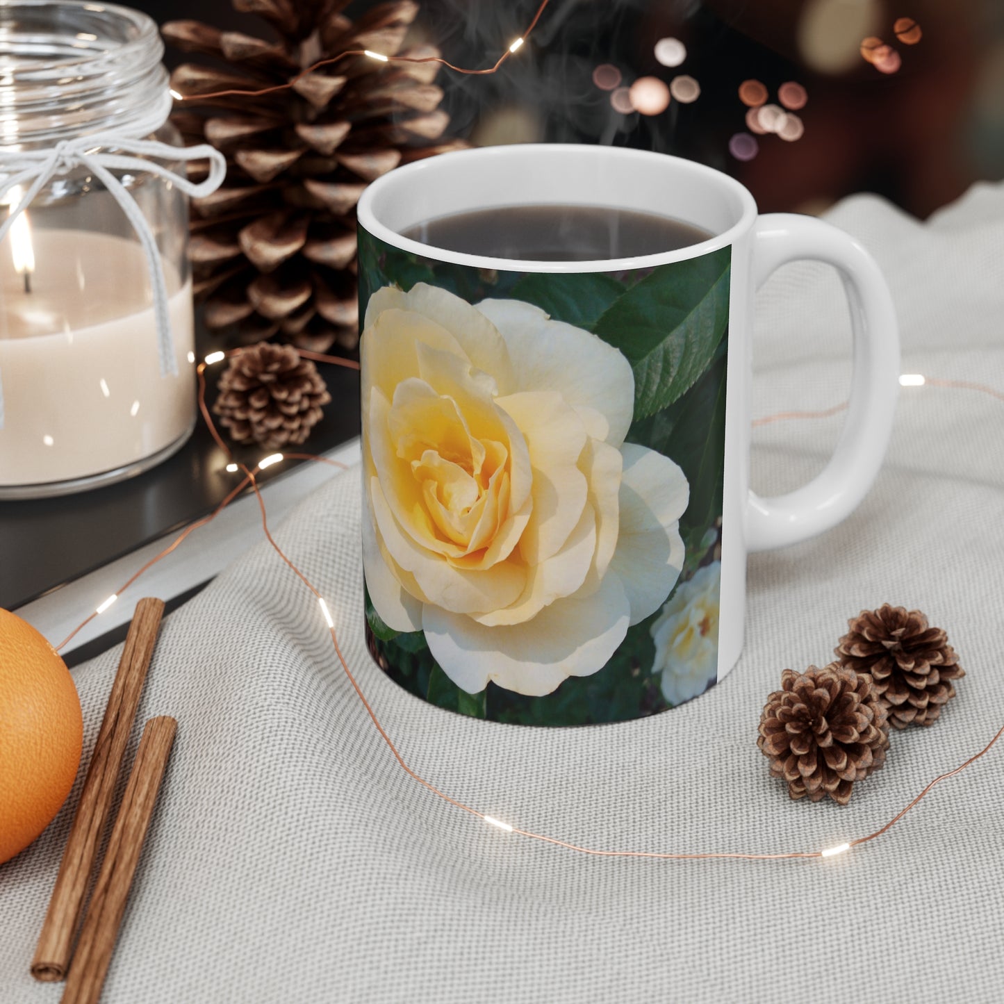 Cream Rose Ceramic Mug 11oz