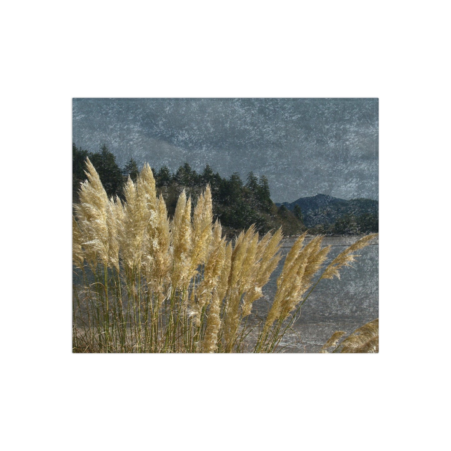 Golden Coastal Pampas Crushed Velvet Blanket