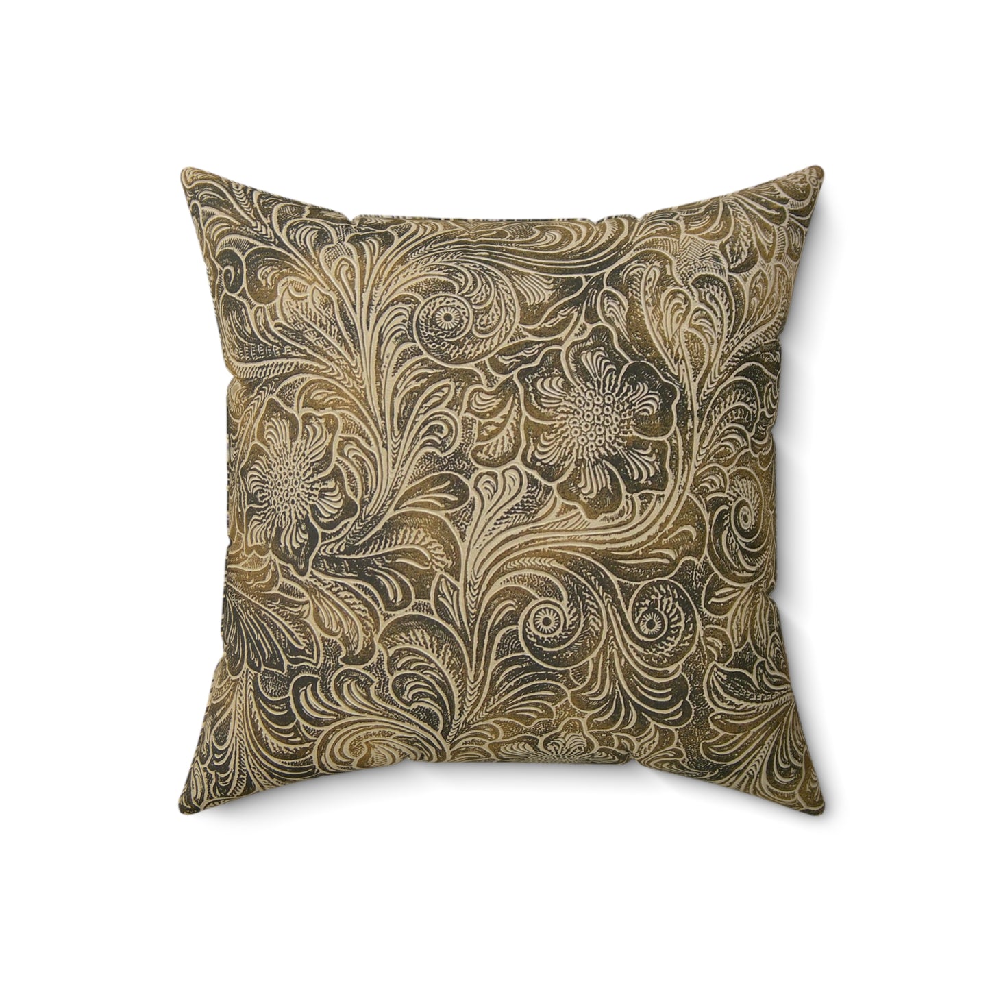 Western Leather Print Faux Suede Square Pillow