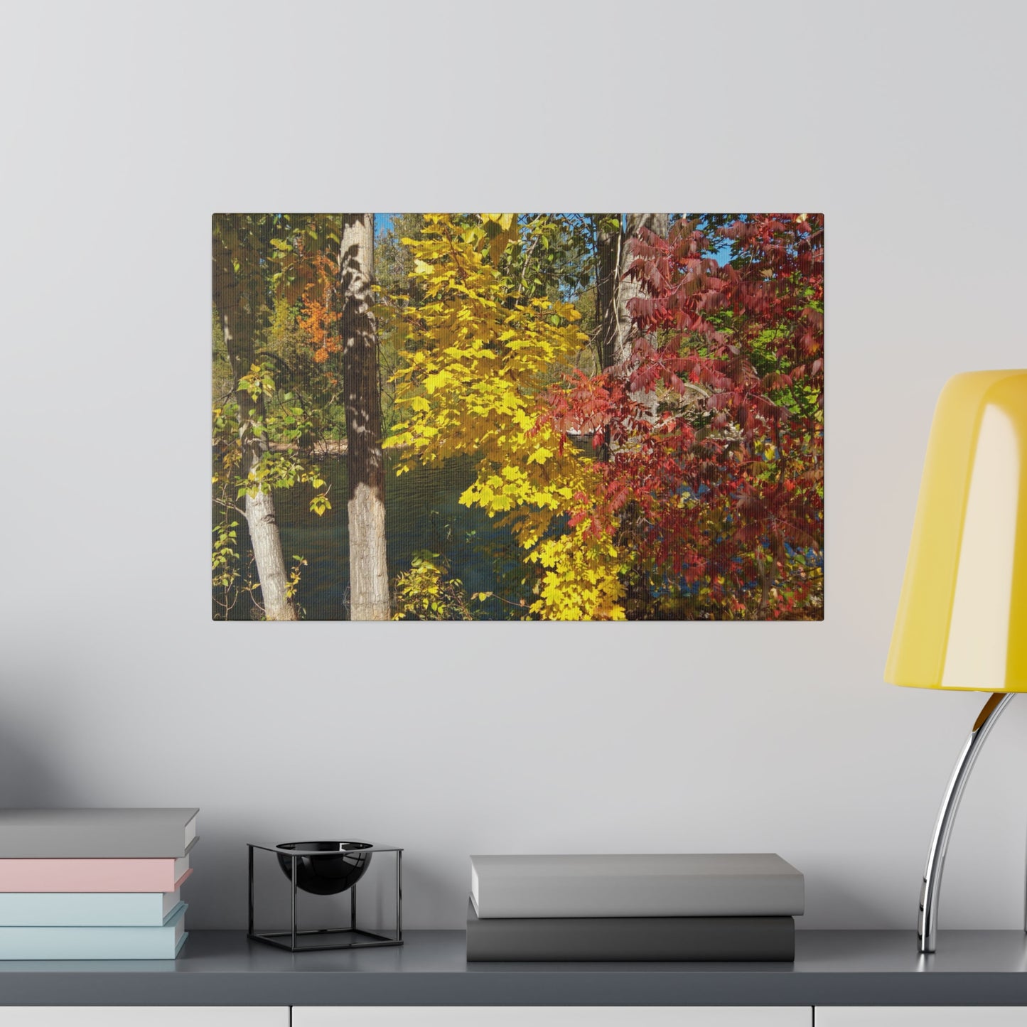 River & Autumn Leaves Matte Canvas