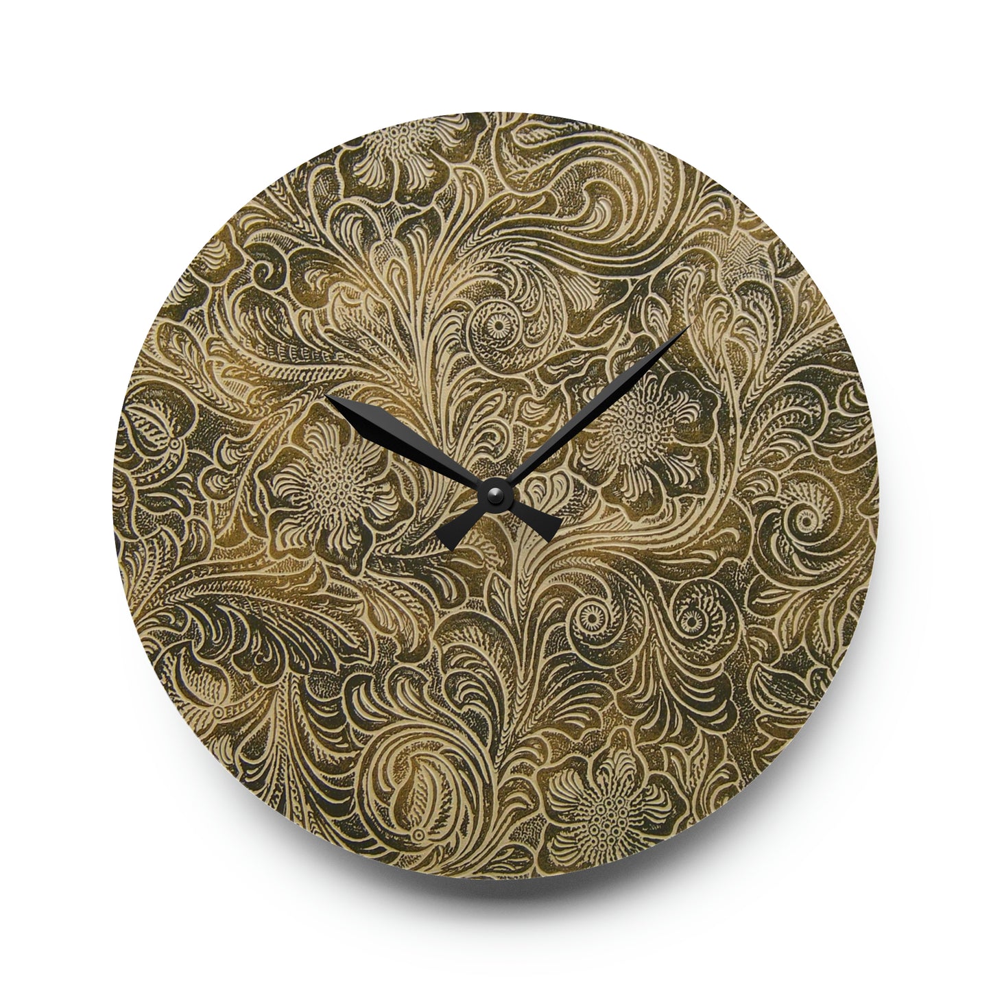 Western Leather Print Acrylic Wall Clock