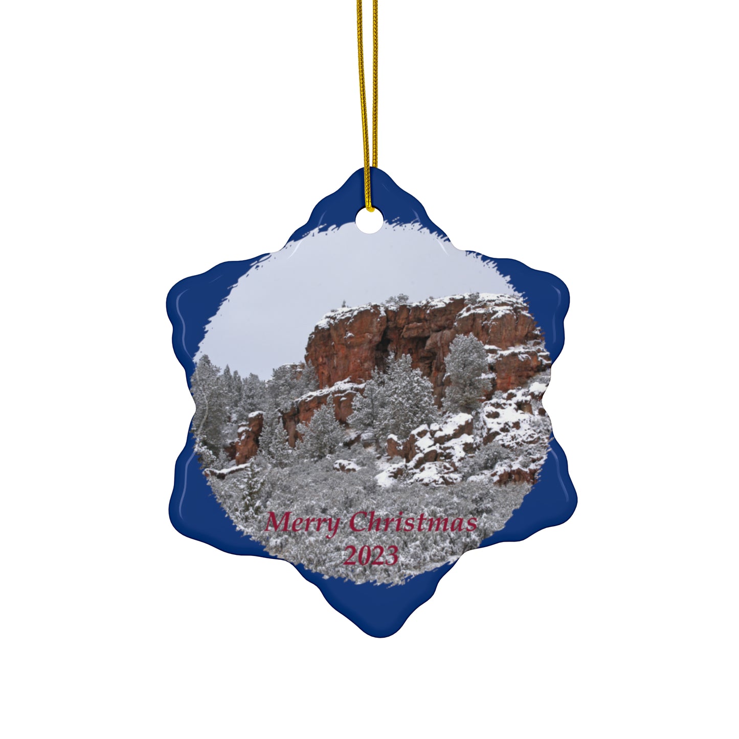 Winter Cliff Merry Christmas 2023 Ceramic Ornaments