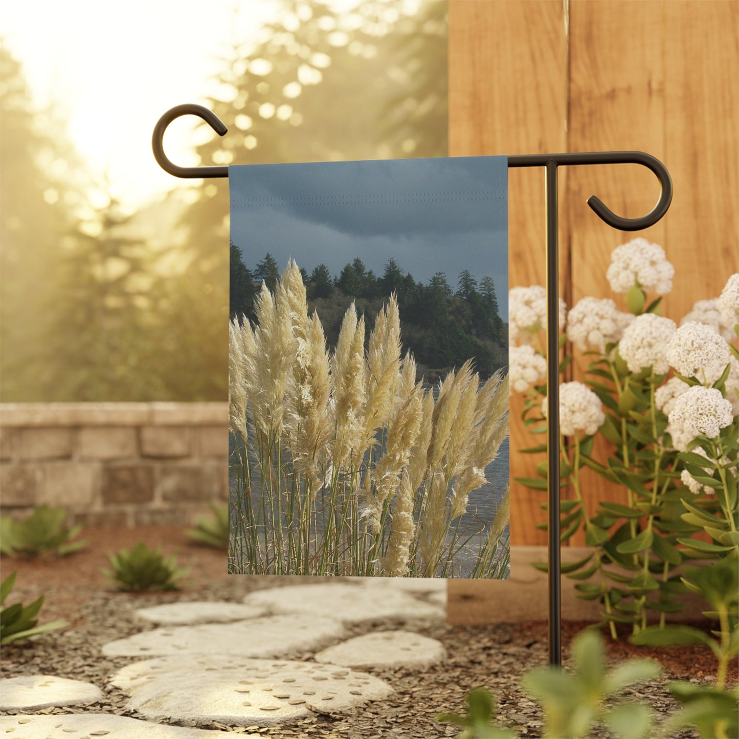 Golden Coastal Pampas Garden & House Banner