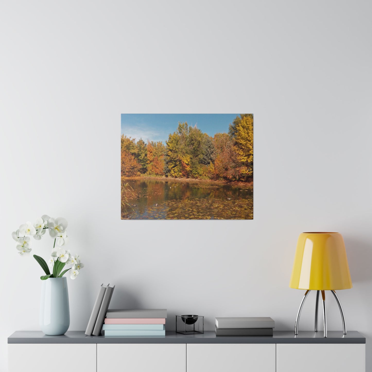 Autumn Duck Pond Matte Canvas