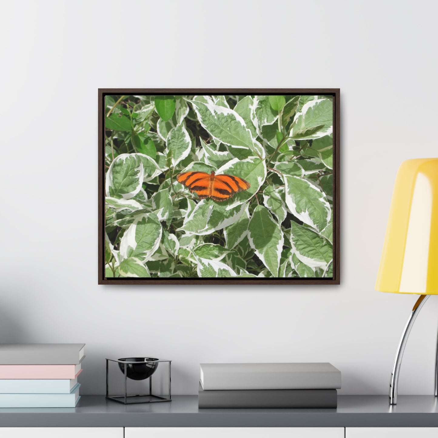 Leaves & Butterfly Gallery Canvas Wraps Framed