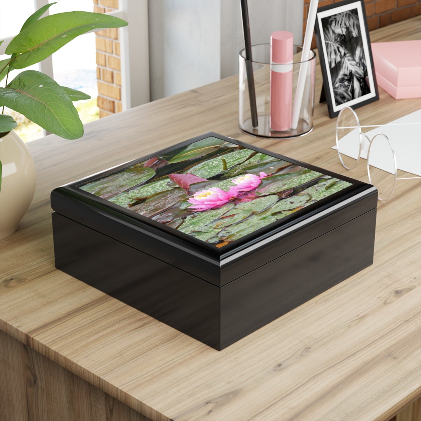 Water Lilies Jewelry Box ~ 7.24"