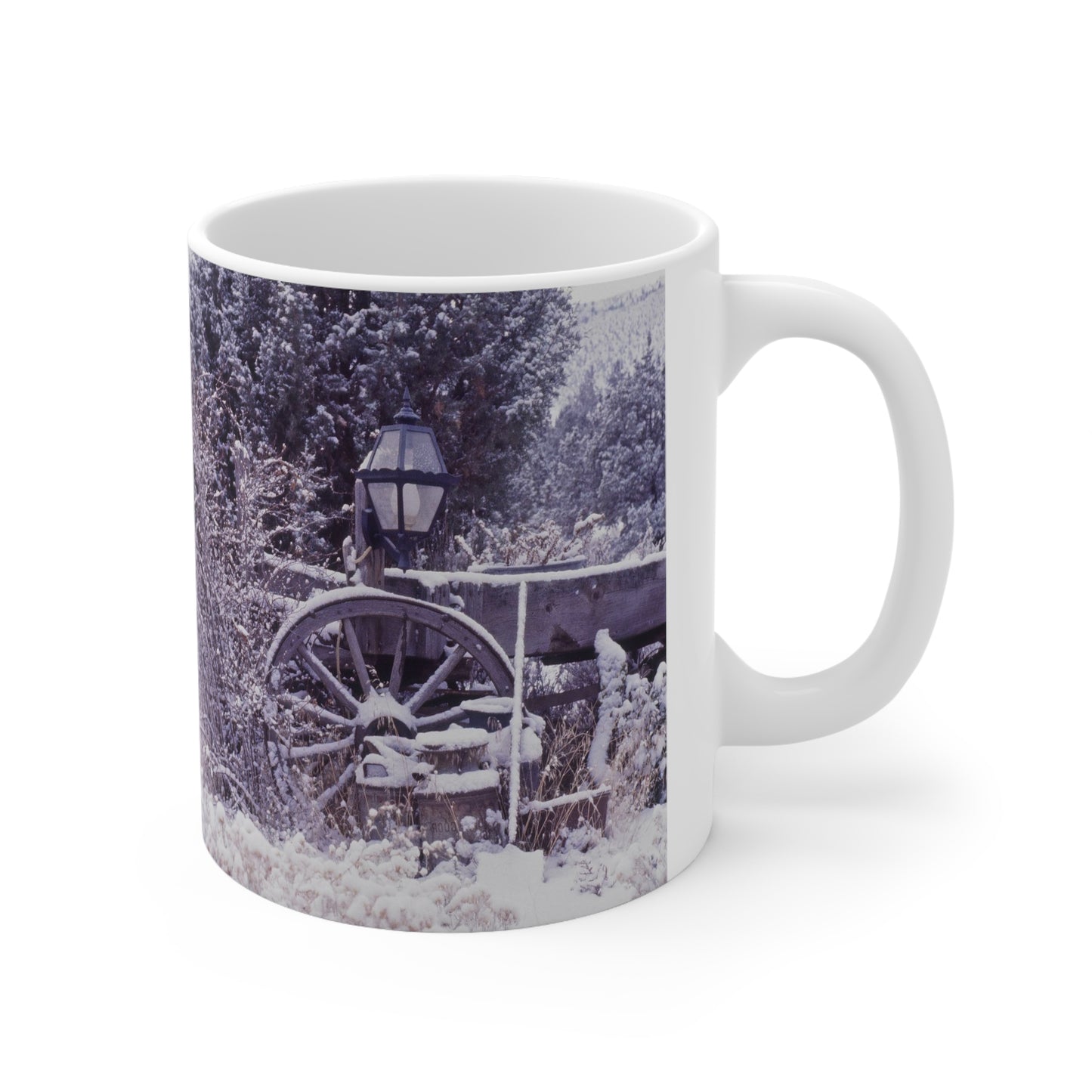 Vintage Winter Wagon Ceramic Mug 11oz