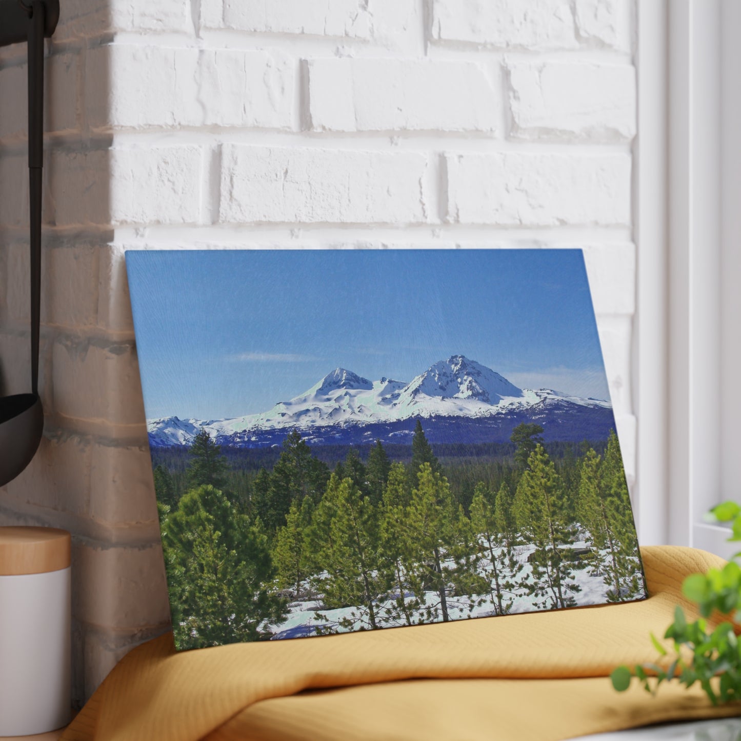 Winter Two Sisters Glass Cutting Board Hand Wash