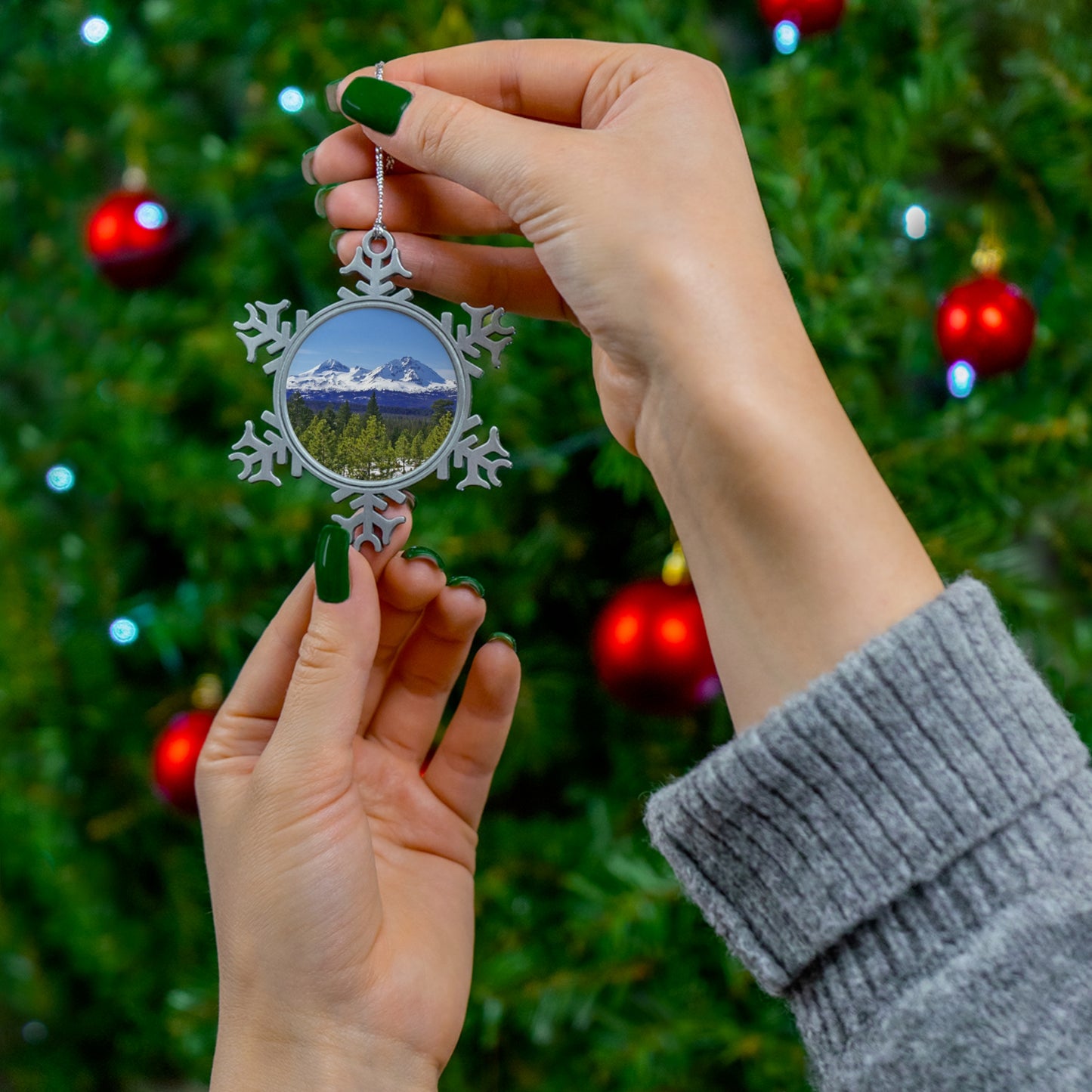 Winter Two Sisters Pewter Snowflake Ornament