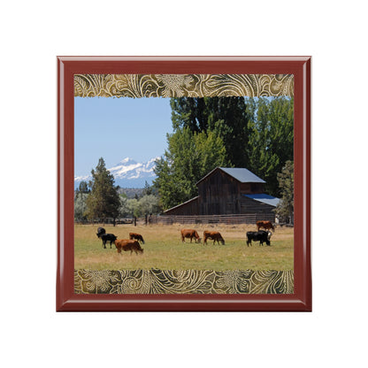 Picturesque Cattle Jewelry Box ~ 7.24"