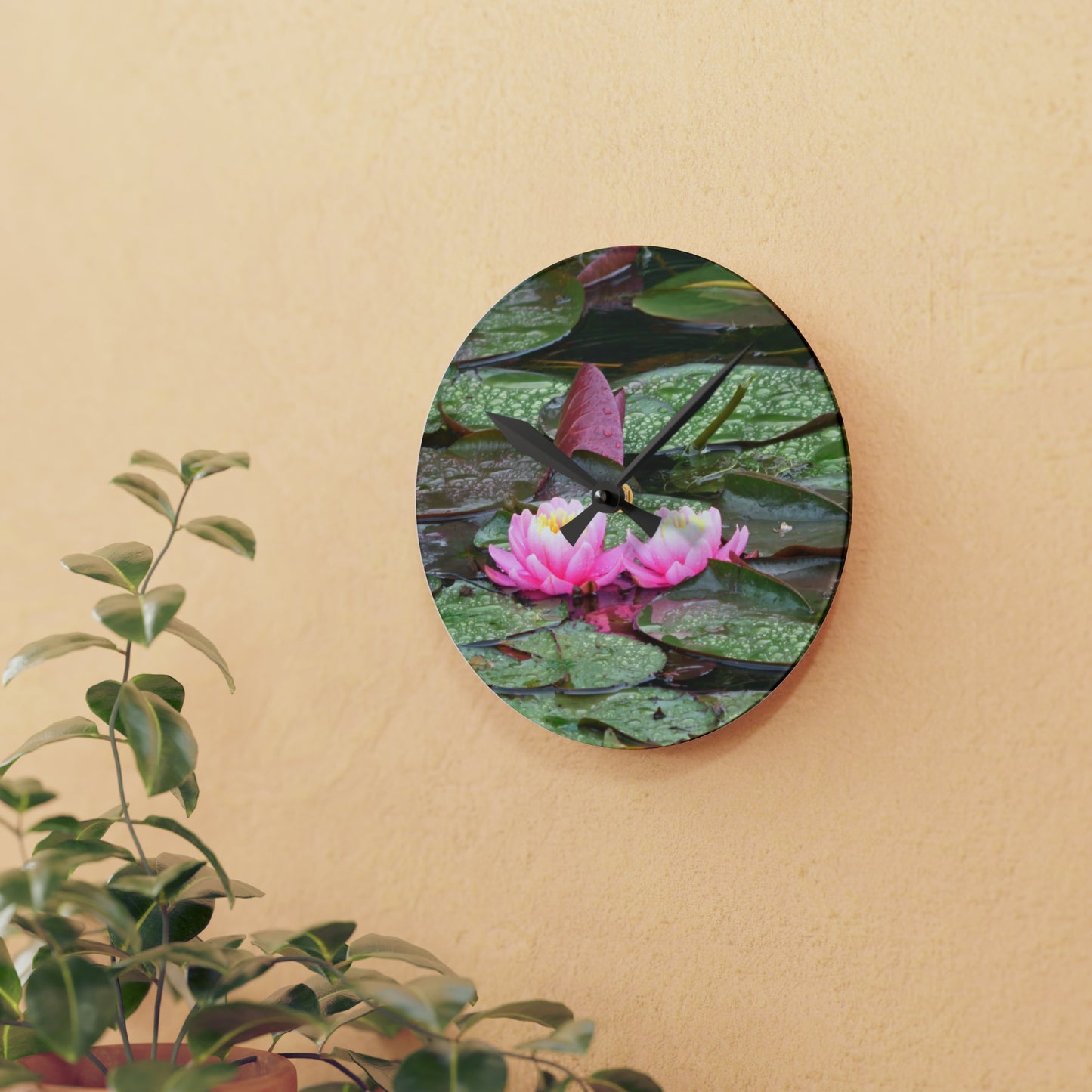 Water Lilies Acrylic Wall Clock