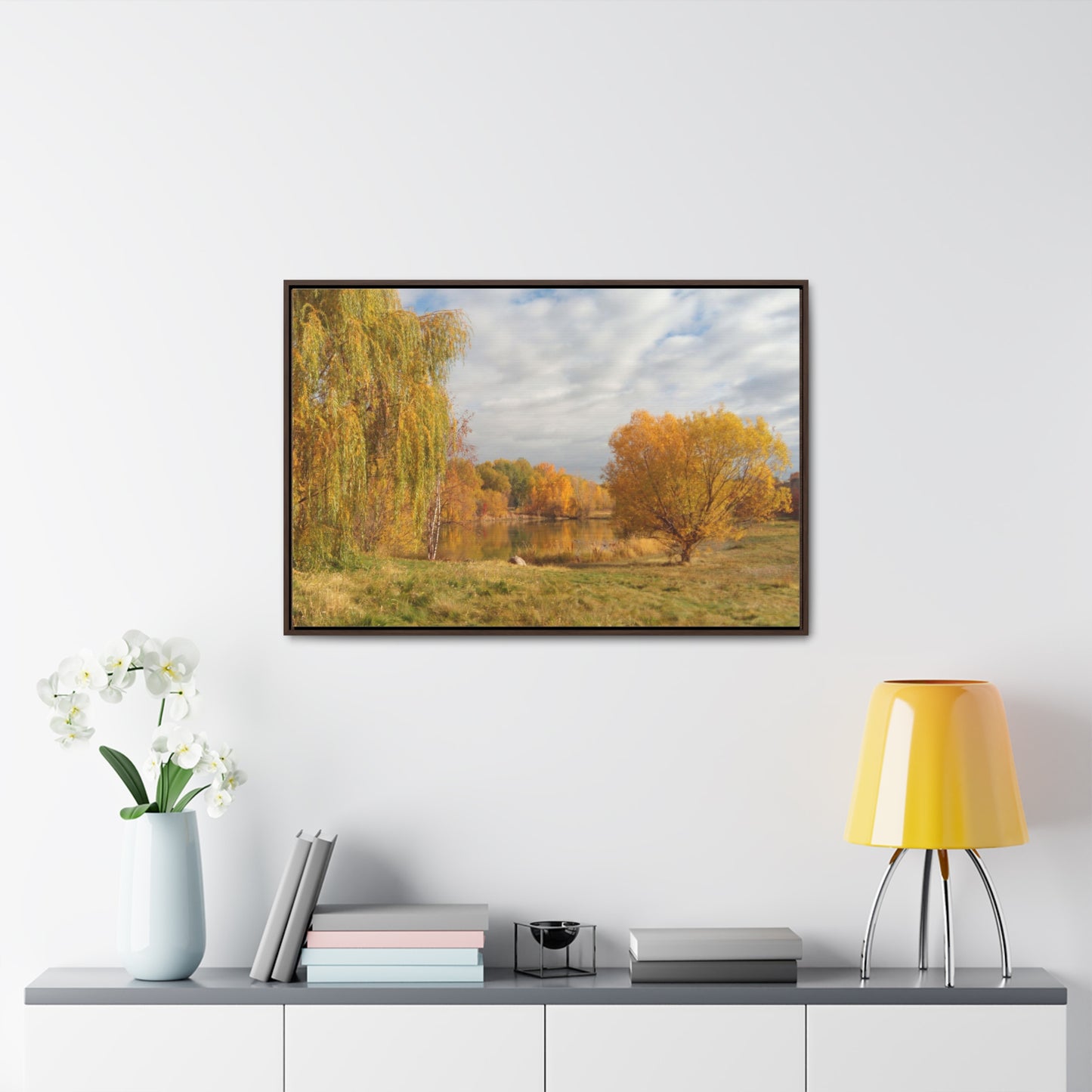 Golden Autumn Pond Gallery Canvas Wraps Framed