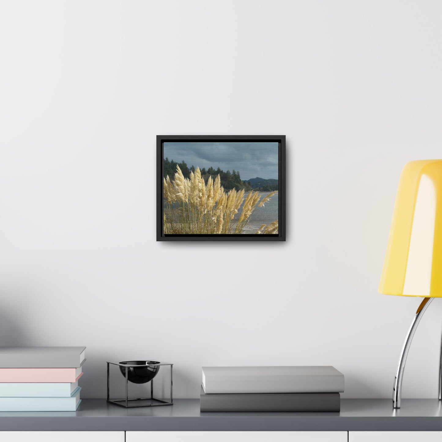 Golden Coastal Pampas Gallery Canvas Wraps Framed