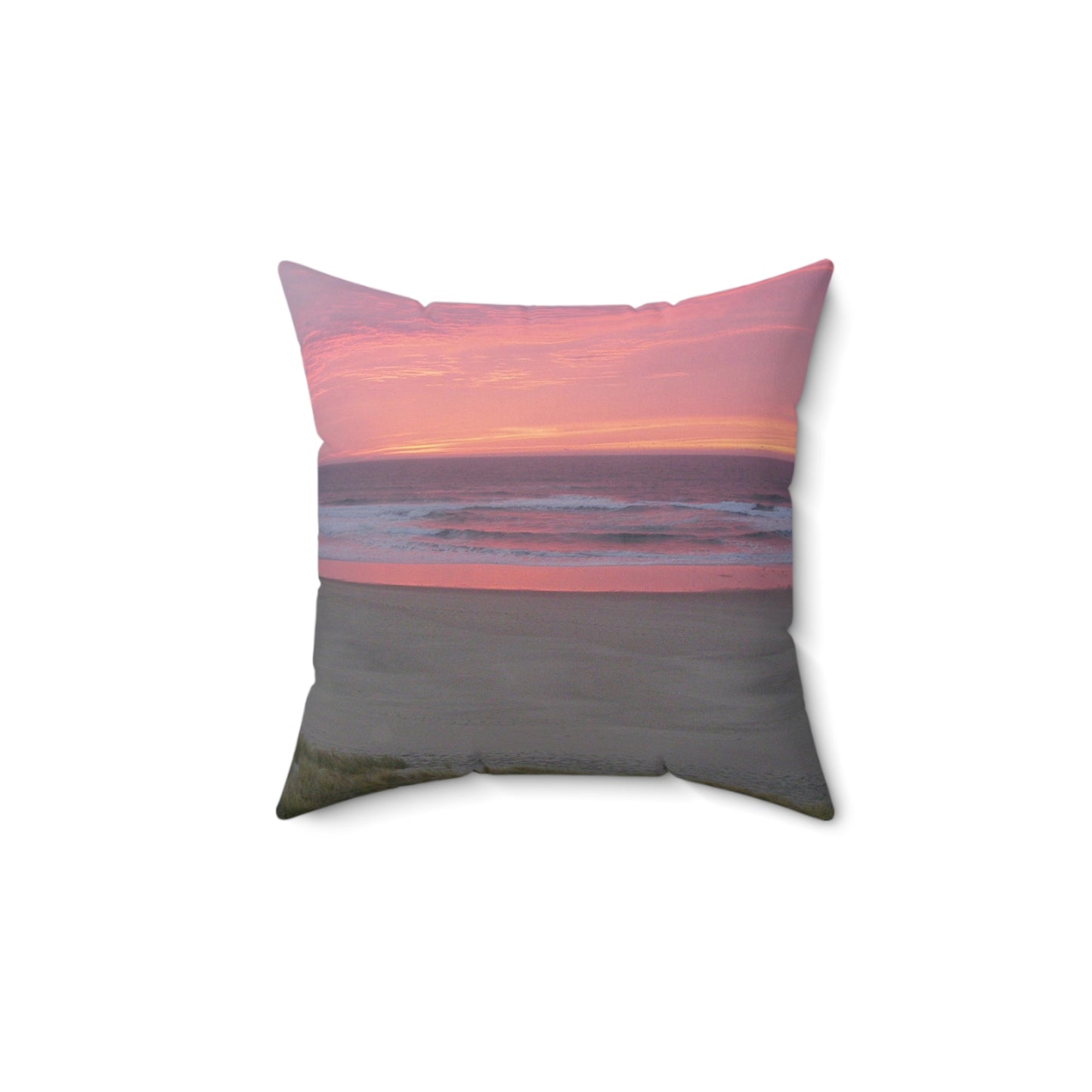 Pink Ocean Sunset Spun Polyester Square Pillow