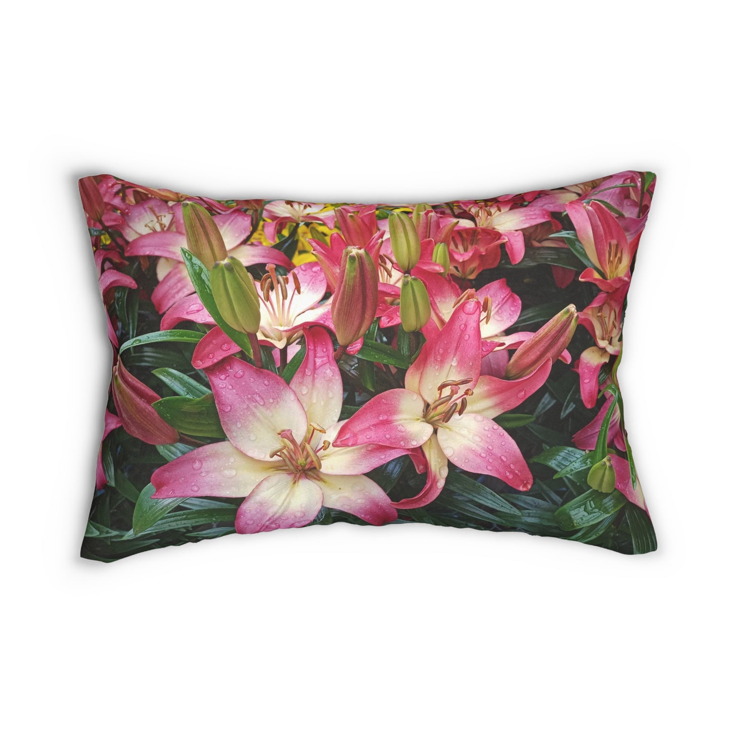 Lovely Lilies Spun Polyester Lumbar Pillow