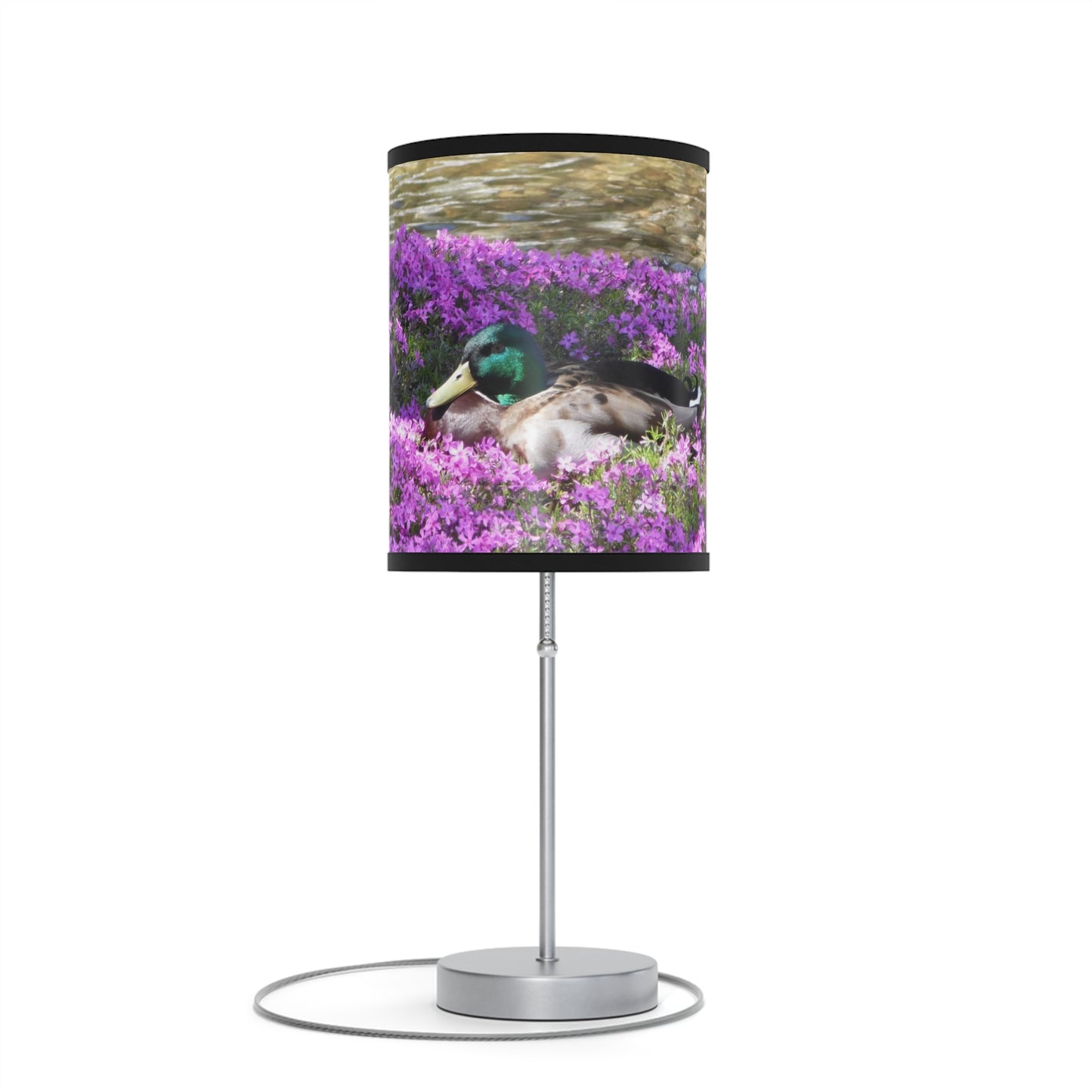 Duck Resting In Flowers Lamp on a Stand