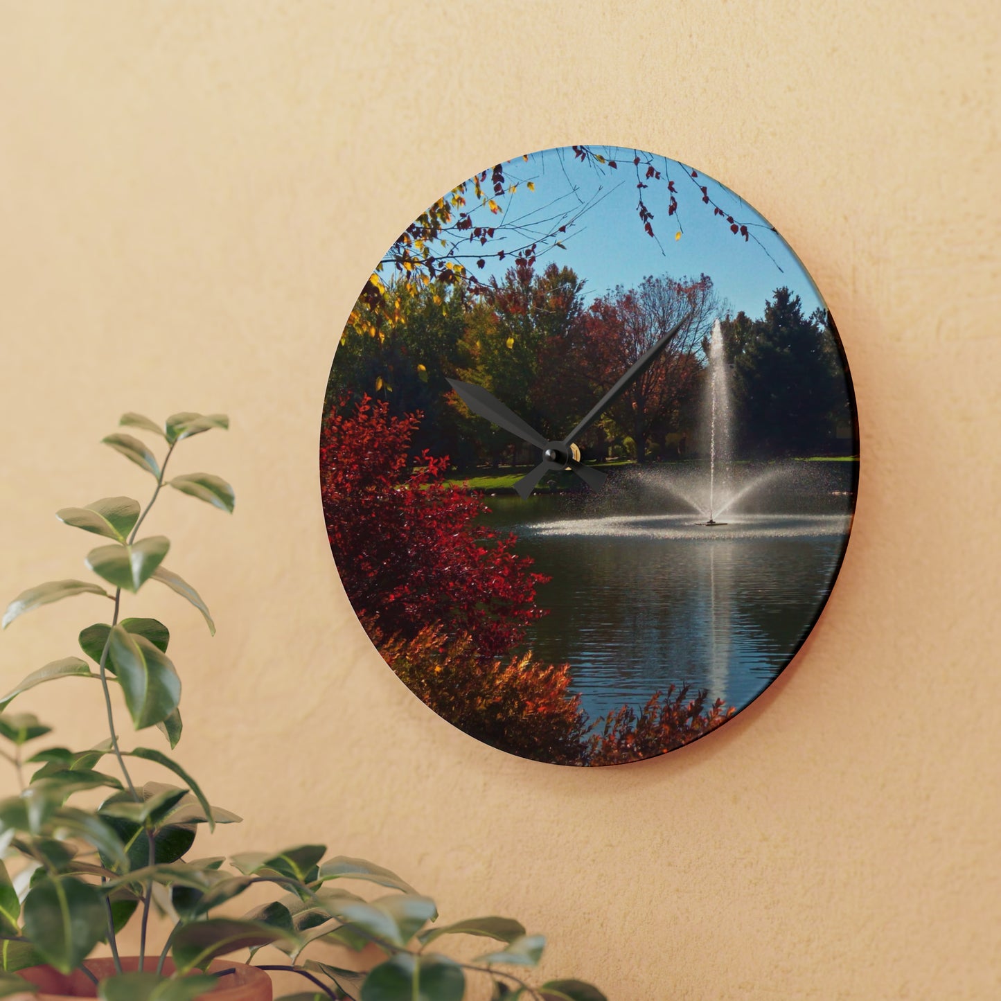 Autumn Fountain Acrylic Wall Clock