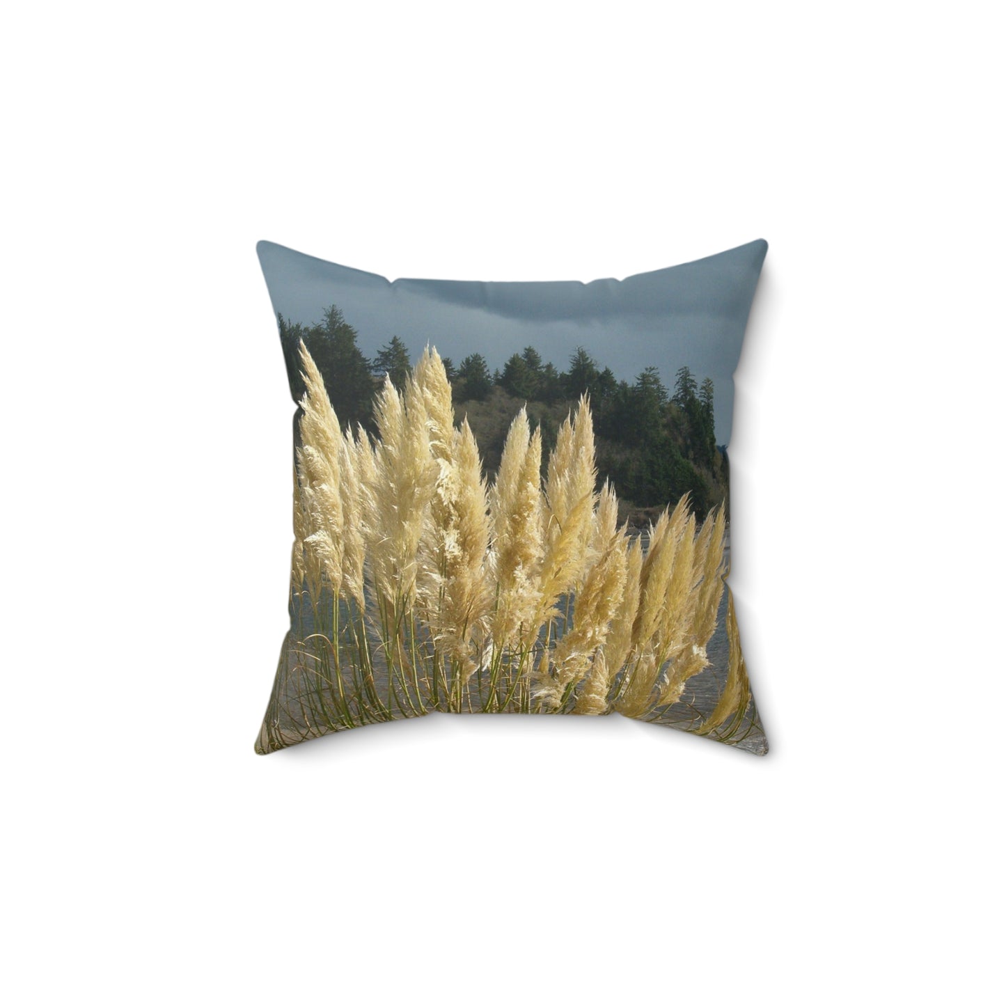 Golden Coastal Pampas Spun Polyester Square Pillow