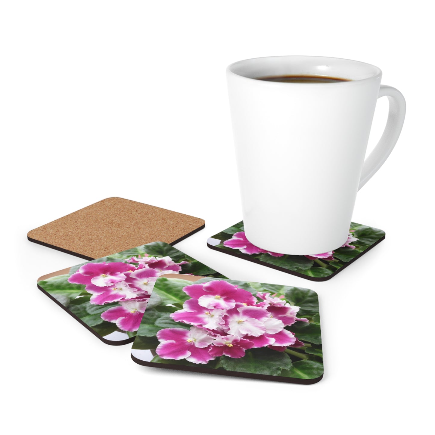 African Violet Corkwood Coaster Set