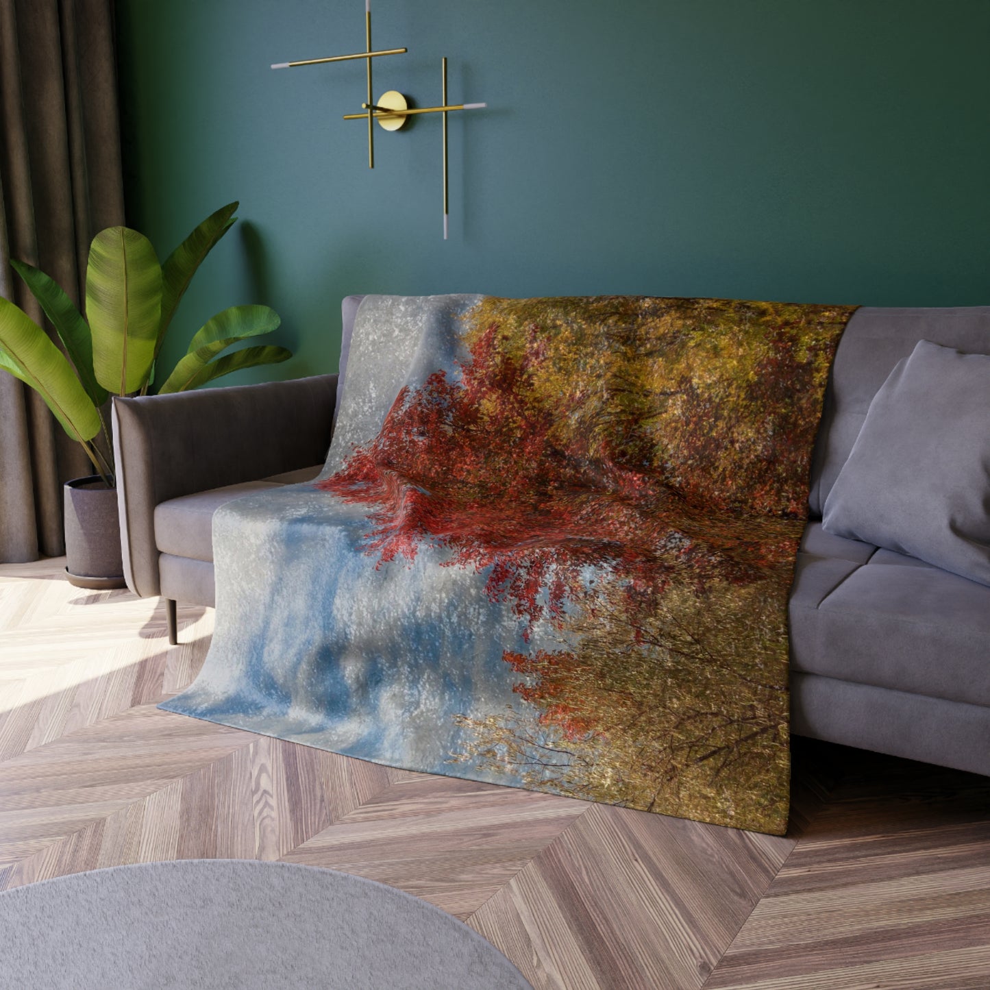 Autumn Sky Shiny Crushed Velvet Blanket