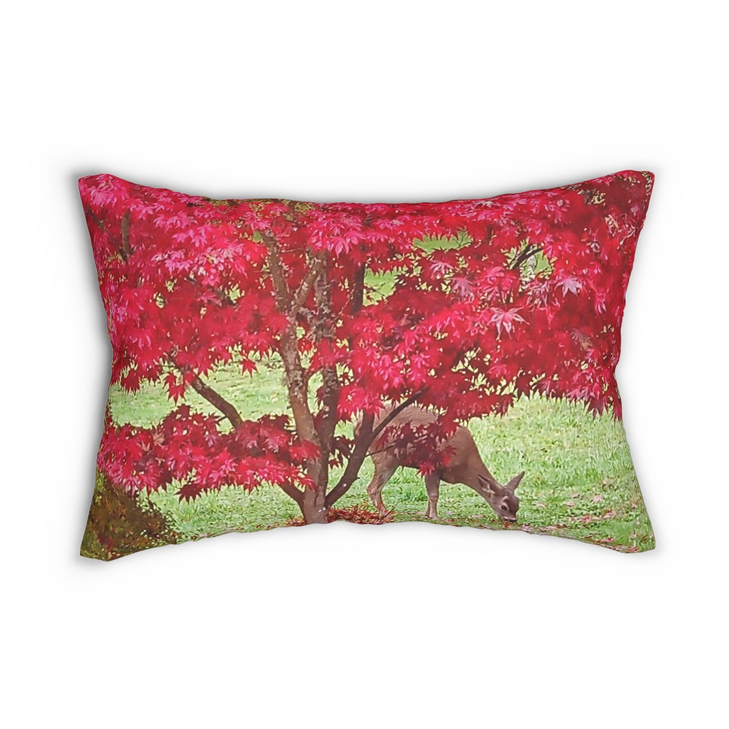 Autumn Deer Spun Polyester Lumbar Pillow