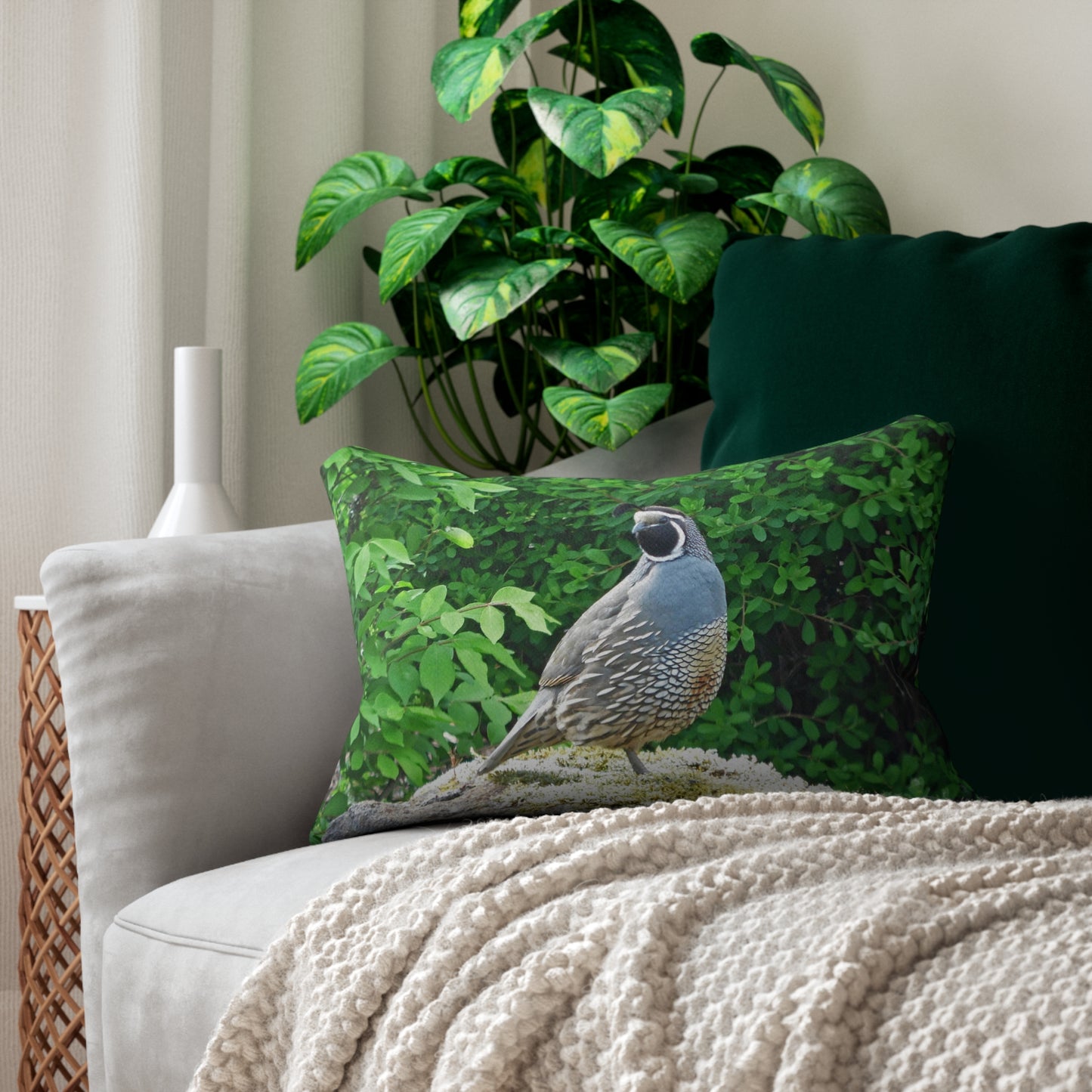 Regal Quail Spun Polyester Lumbar Pillow