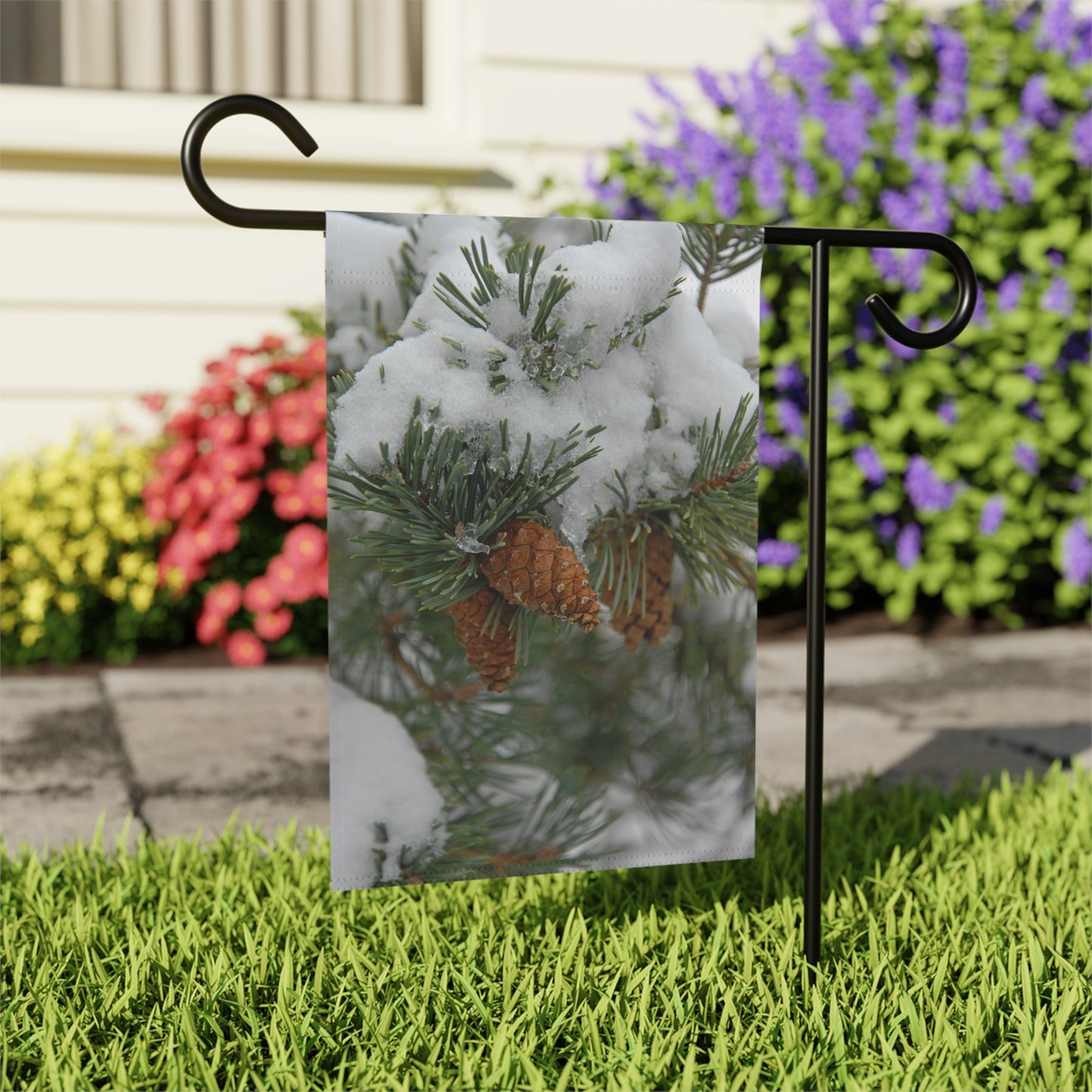 Snowy Fir Cones Garden & House Banner