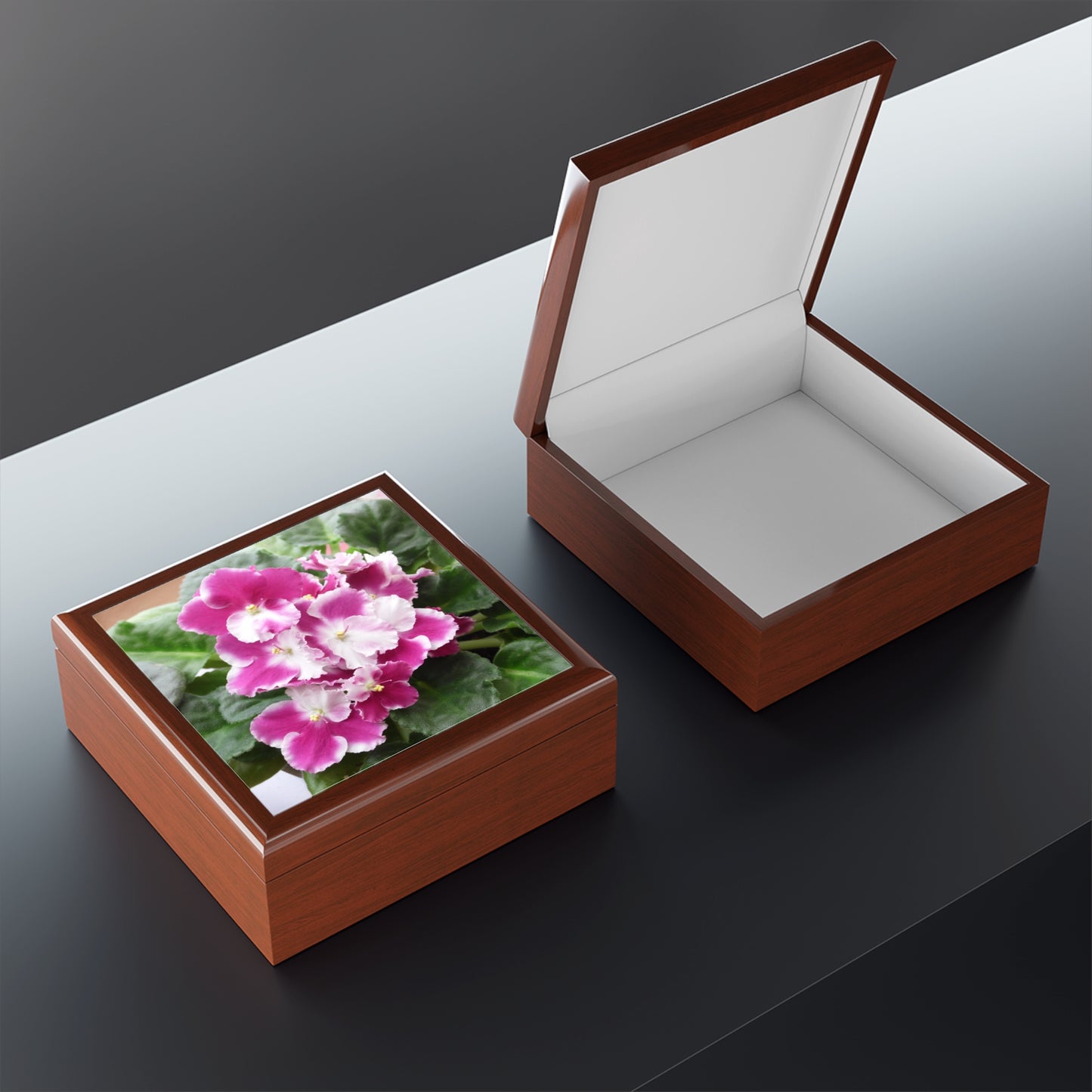 African Violet Jewelry Box ~ 7.24"