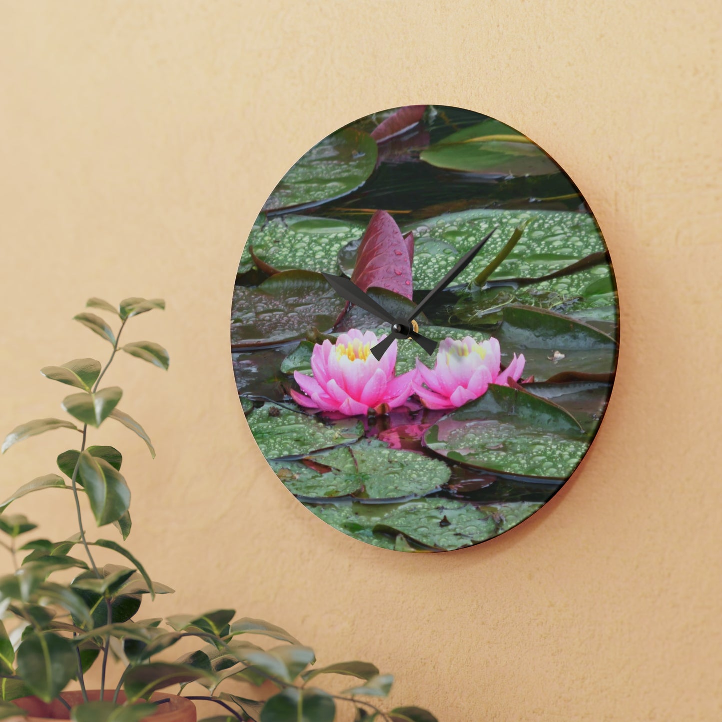 Water Lilies Acrylic Wall Clock