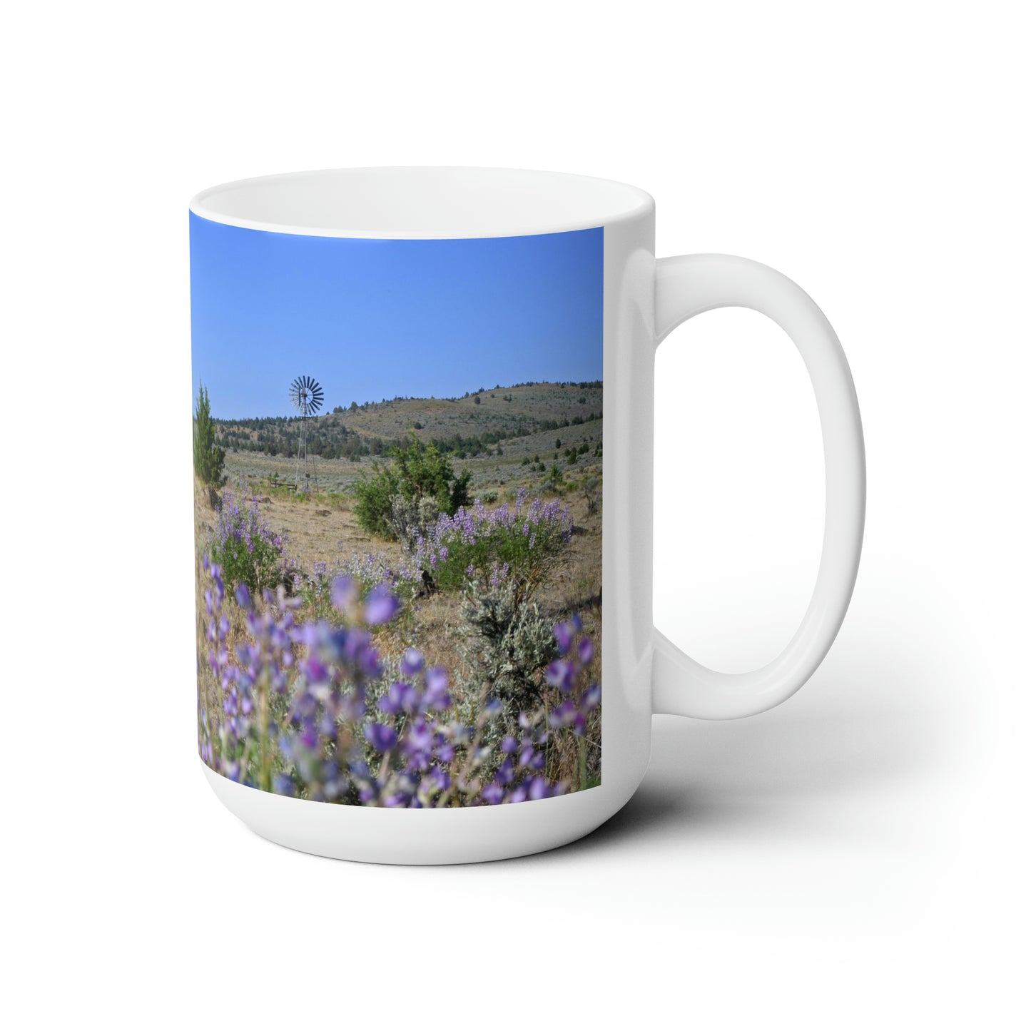 High Desert Lupine & Windmill Ceramic Mug 15oz