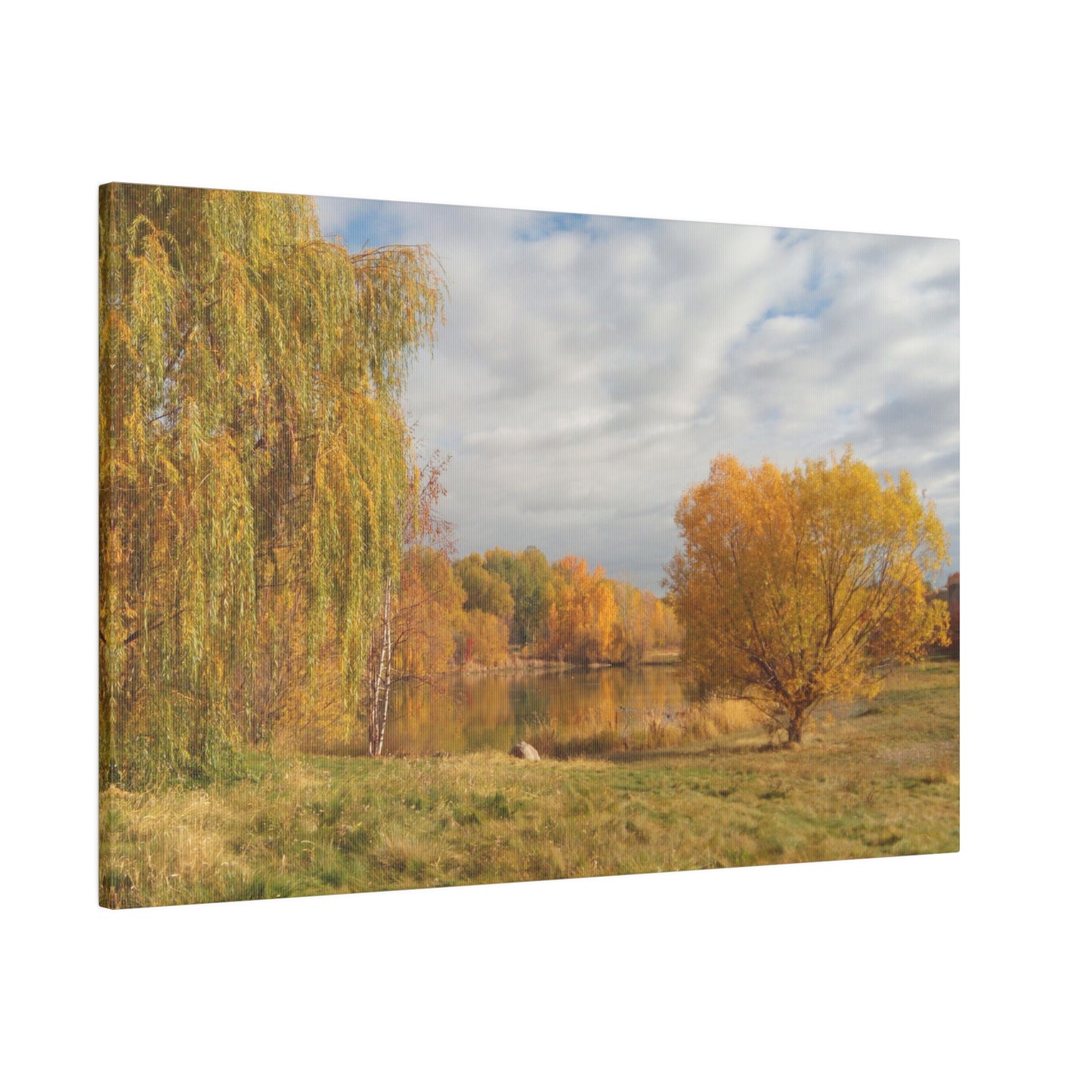 Golden Autumn Pond Matte Canvas