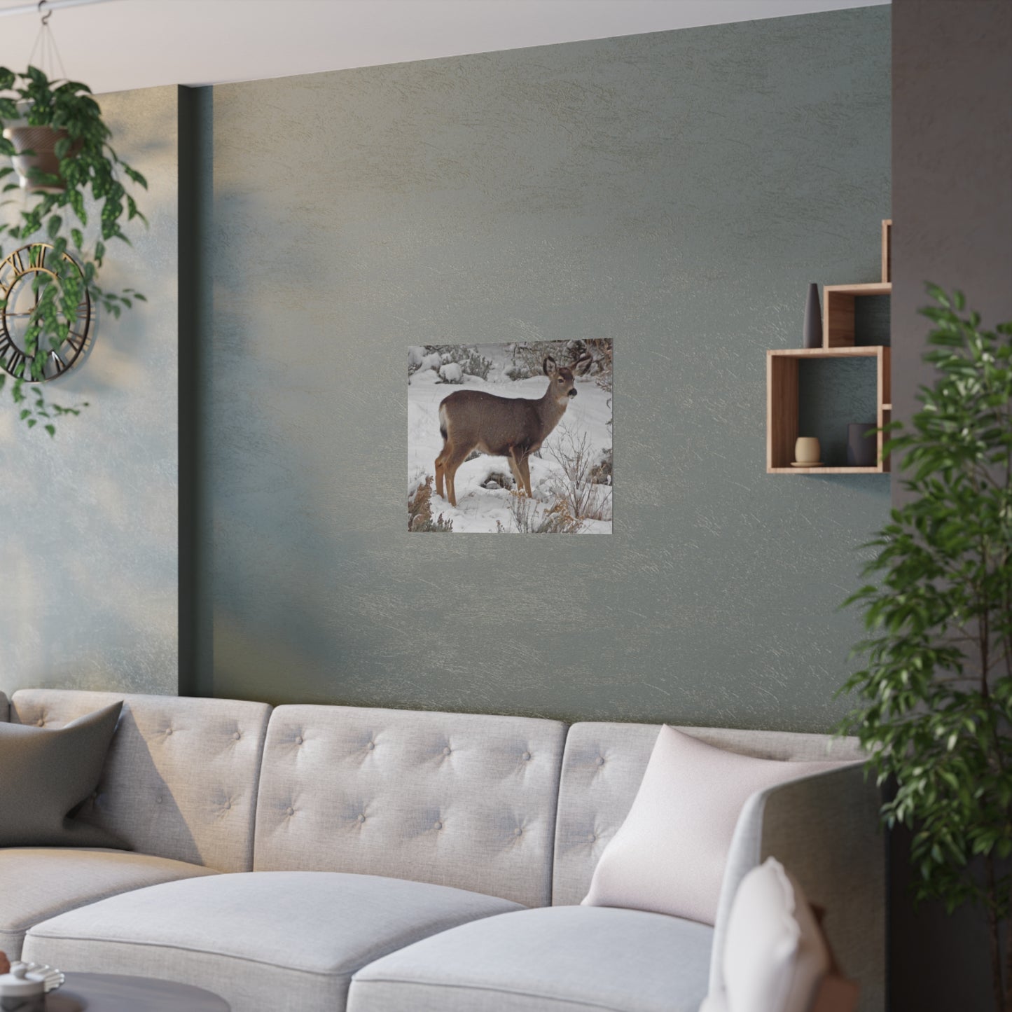 Snowy Deer Satin Posters