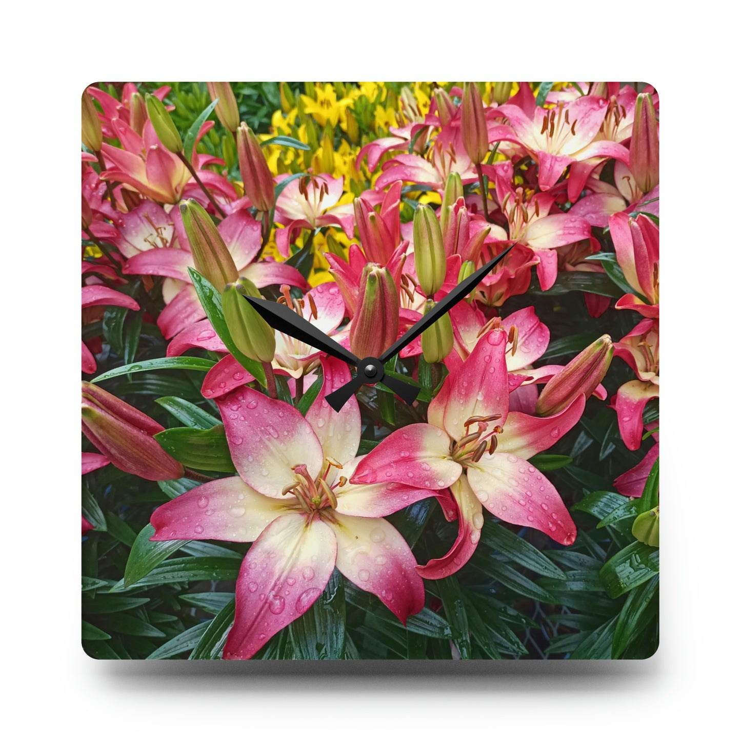 Lovely Lilies Acrylic Wall Clock
