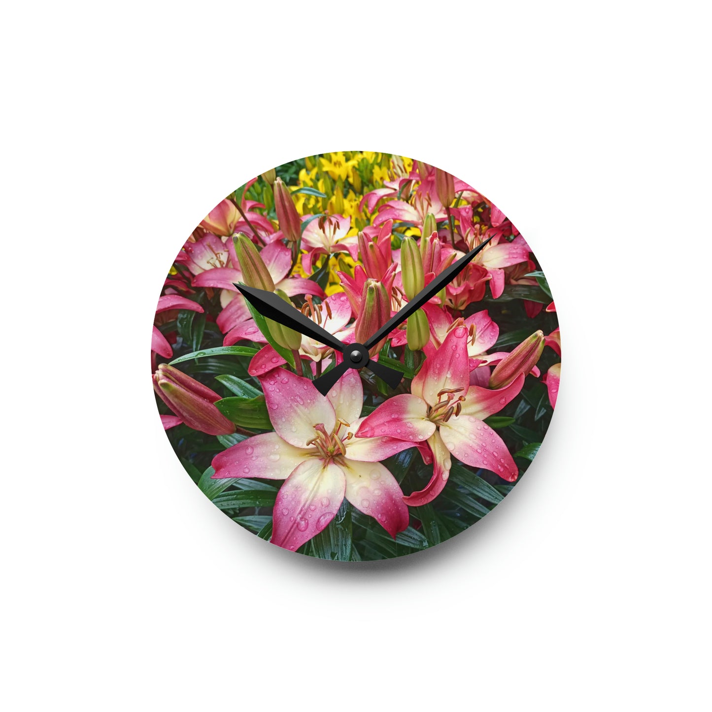 Lovely Lilies Acrylic Wall Clock